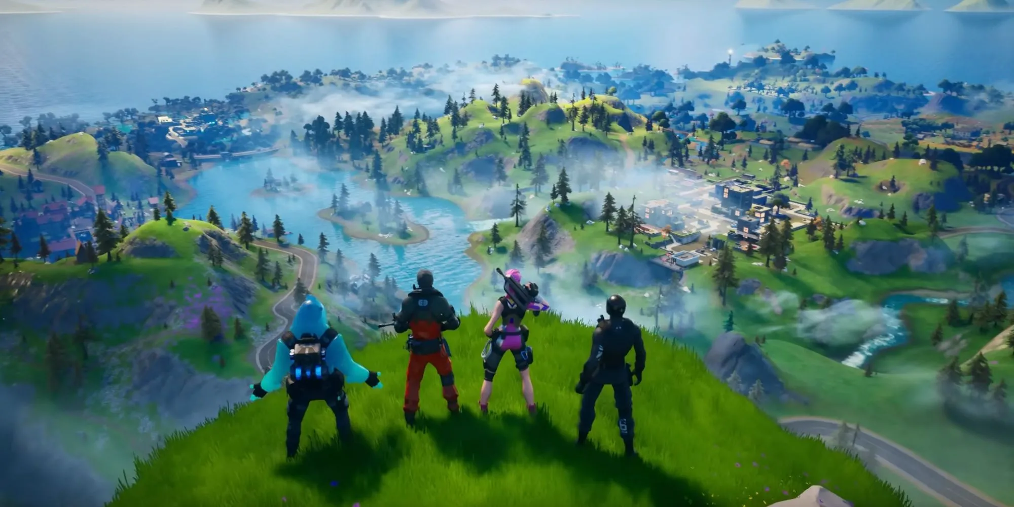 Logo Fortnite nổi bật trên nền tím, biểu thị sự chinh phục của game trong thể loại battle royale và sự tương phản với thị trường RPG.