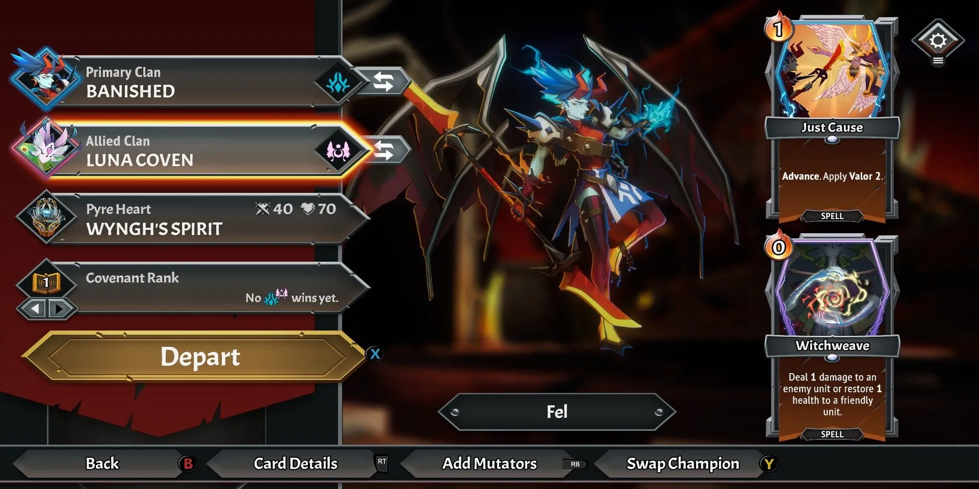 Menu chọn tộc ở đầu mỗi lượt chơi Monster Train 2