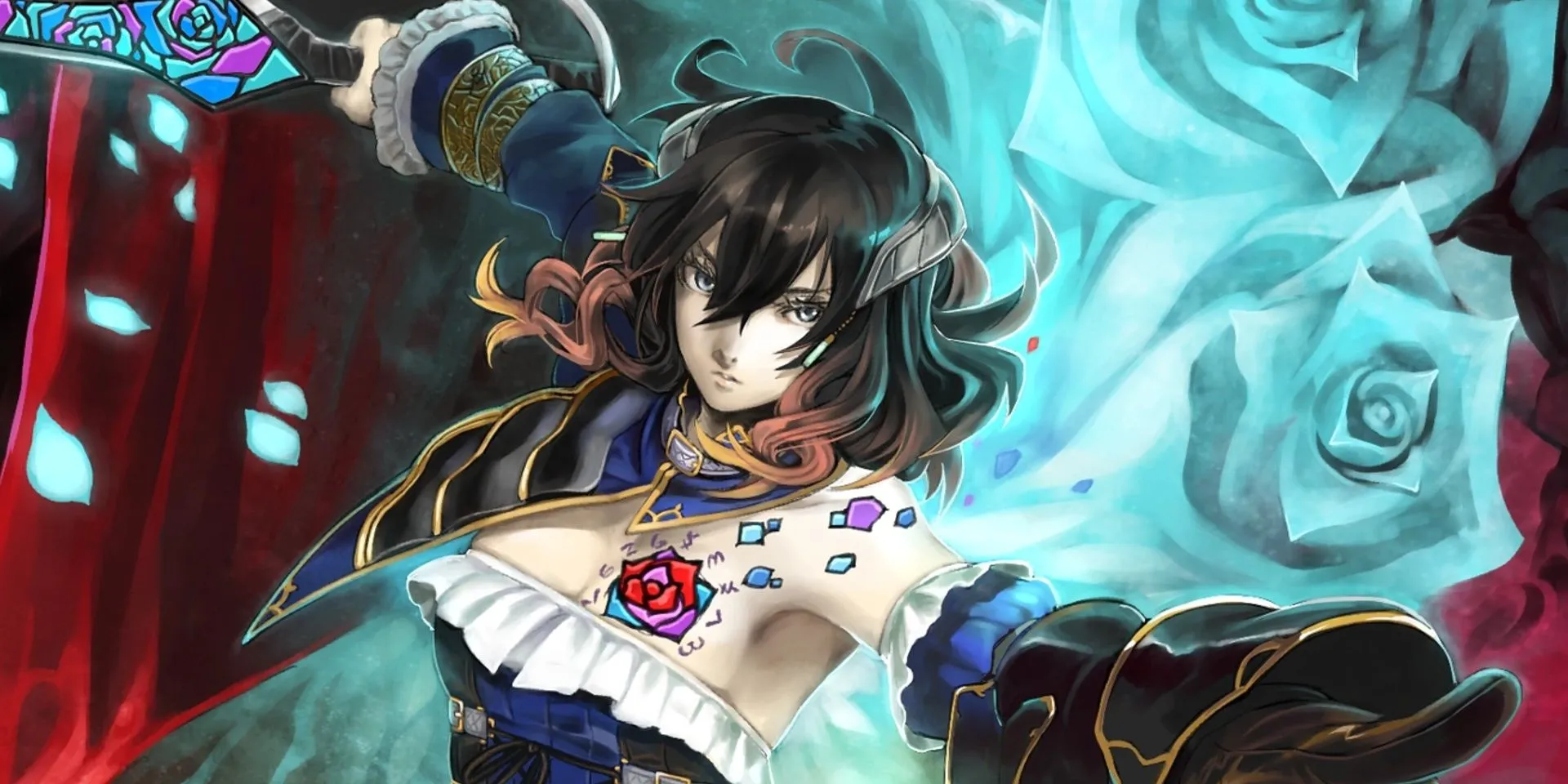 Miriam trên ảnh bìa game Bloodstained: Ritual of the Night, một nữ chiến binh mạnh mẽ.