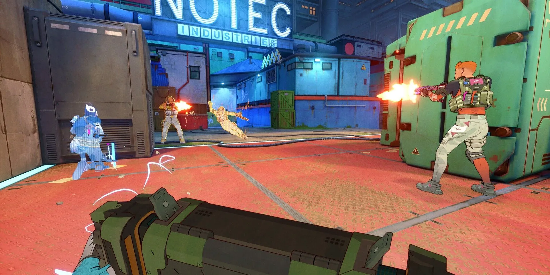 Một cảnh chiến đấu trong game Spectre Divide với phong cách đồ họa độc đáo