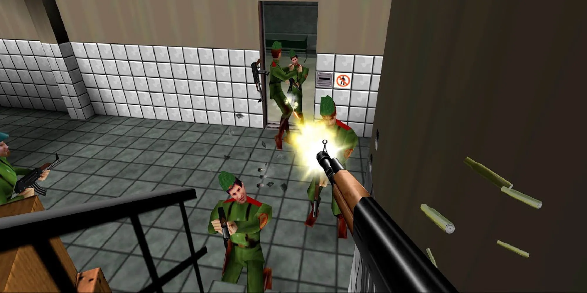 Một cảnh gameplay của Goldeneye 007 trên Nintendo 64