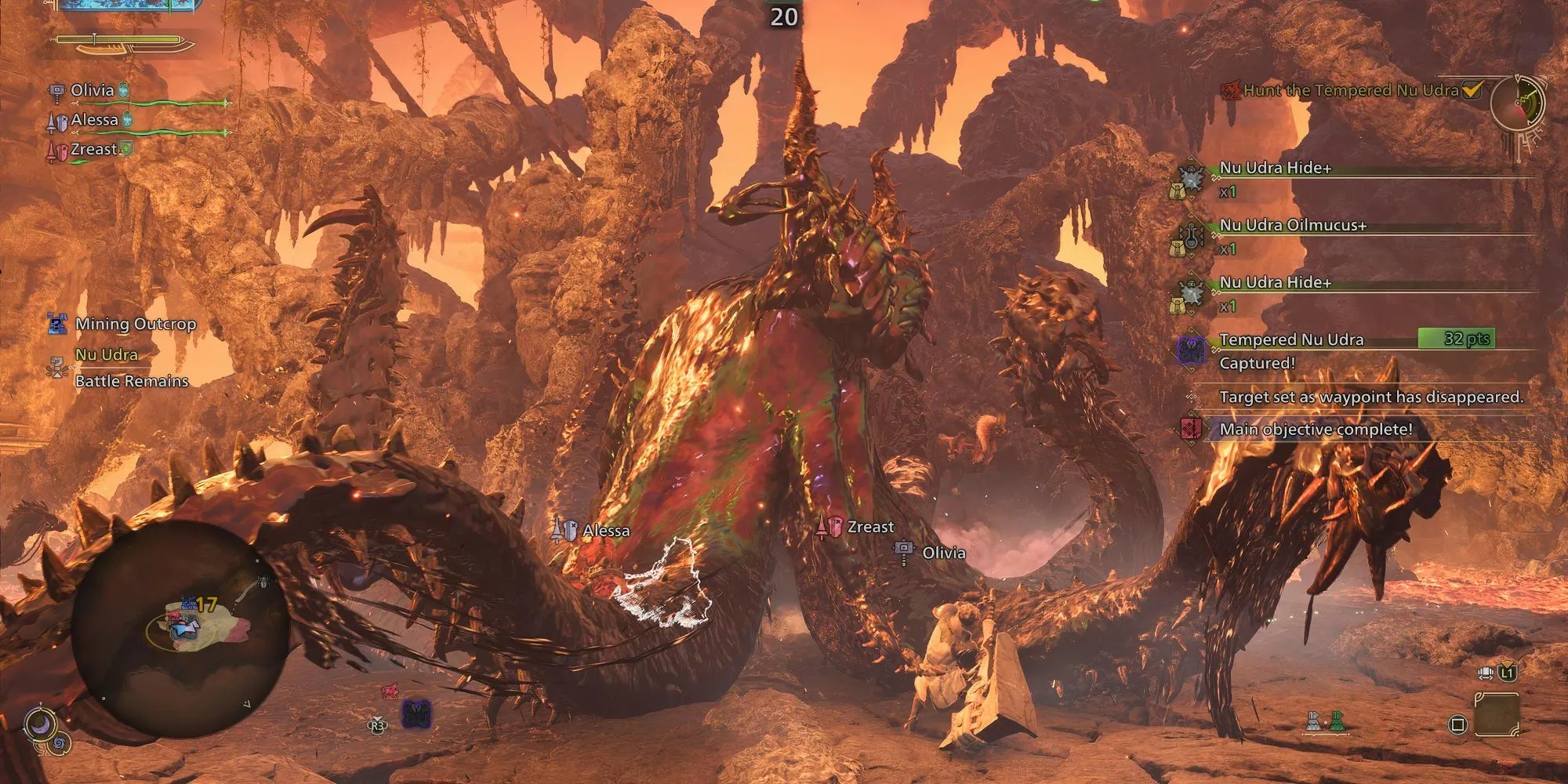 Một con quái vật bị dính bẫy điện, sẵn sàng để bị bắt trong Monster Hunter Wilds