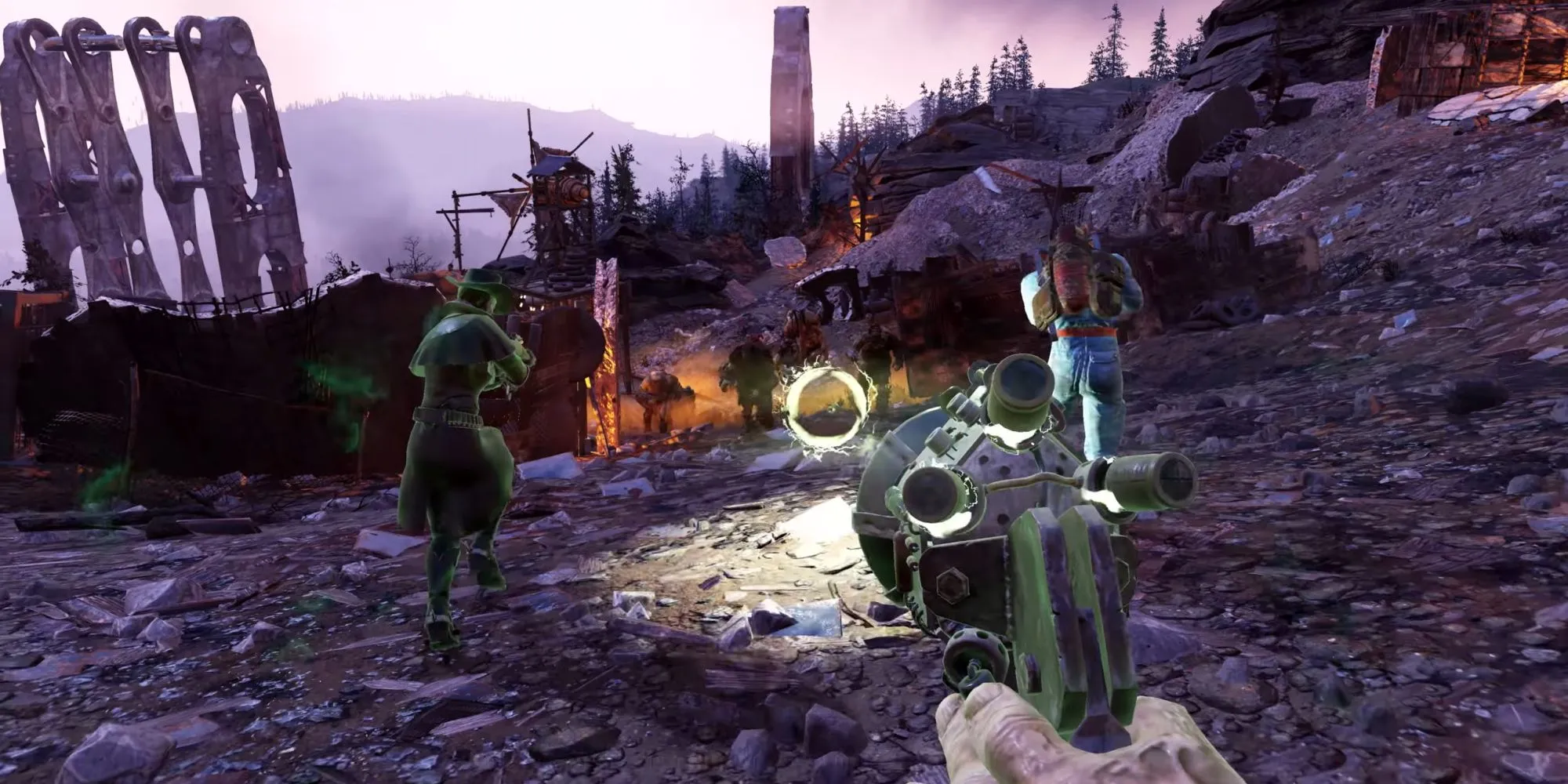 Một nhóm người chơi Ghoul trong Fallout 76 đang chiến đấu ác liệt