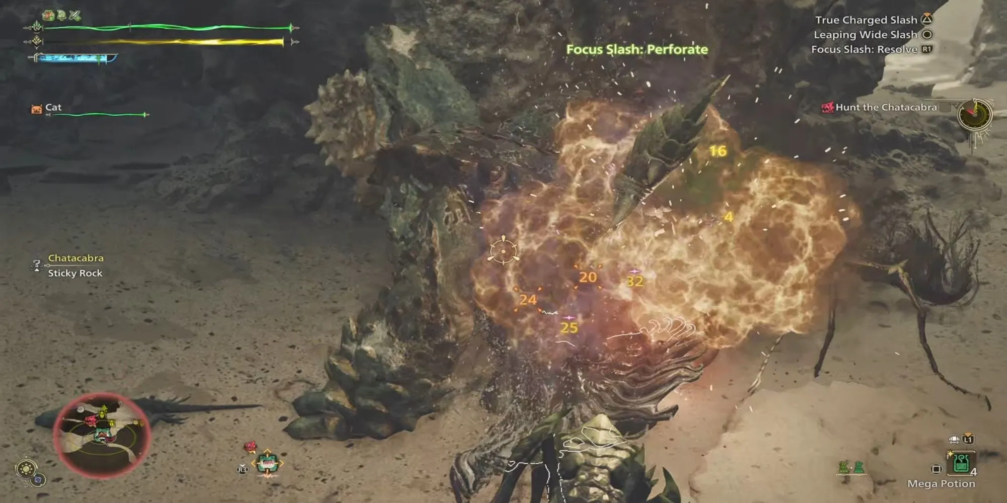 Một vụ nổ lớn trong trận chiến với quái vật ở Monster Hunter Wilds, thể hiện sự khốc liệt