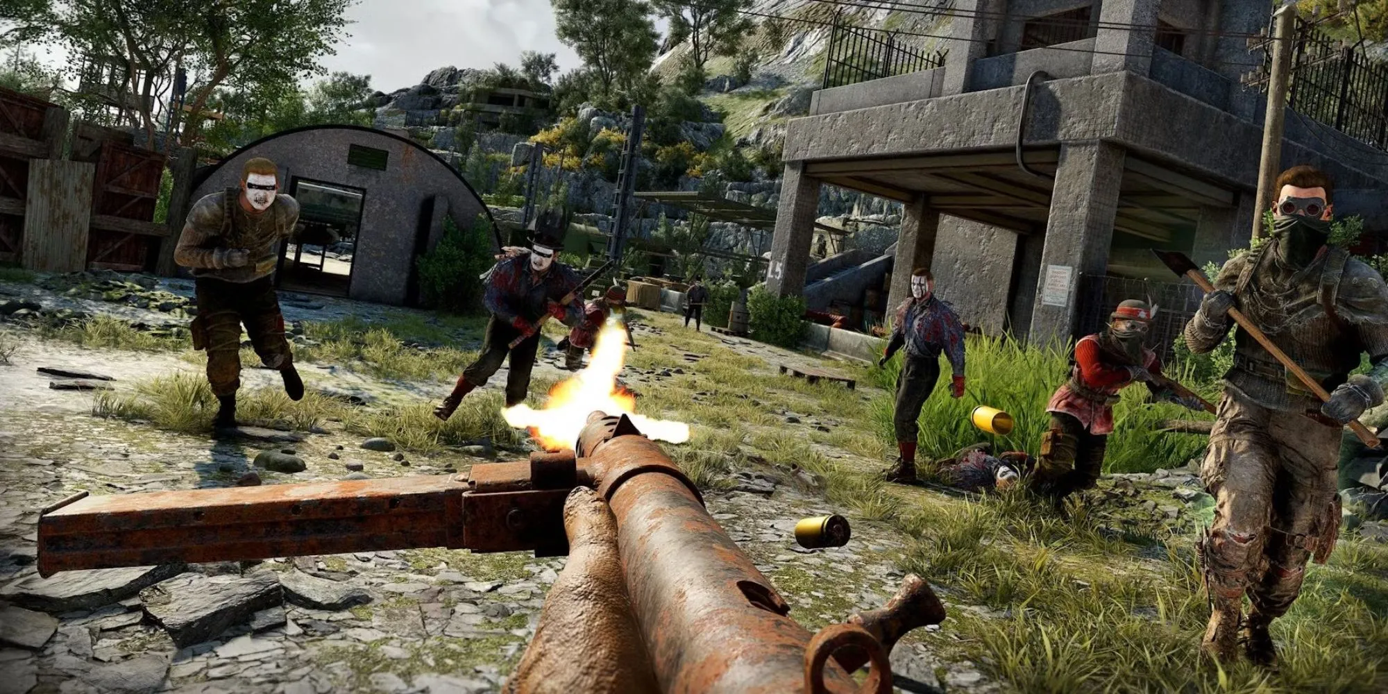 Người chơi chiến đấu với băng đảng Outlaws trong Atomfall
