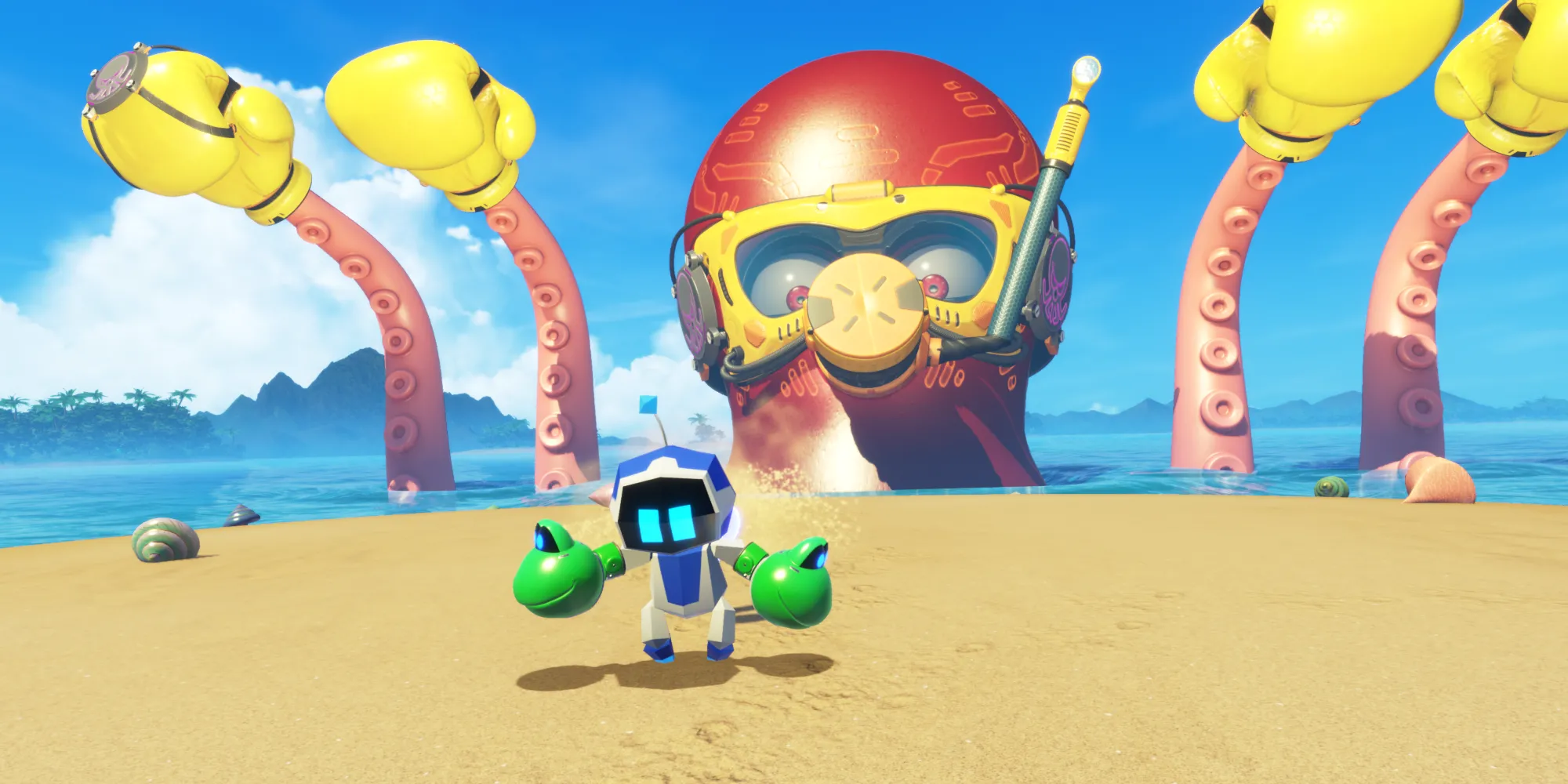 Nhân vật Astro Bot đáng yêu cùng bạn đồng hành Wakotako trong tựa game platformer nổi tiếng