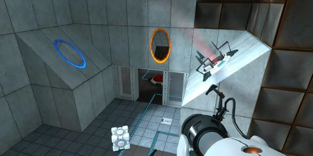 Top 10 Thể Loại Game Thăng Hoa Cùng Chuột Và Bàn Phím 1 Nhân vật Chell trong game Portal sử dụng súng portal gun giải đố không gian