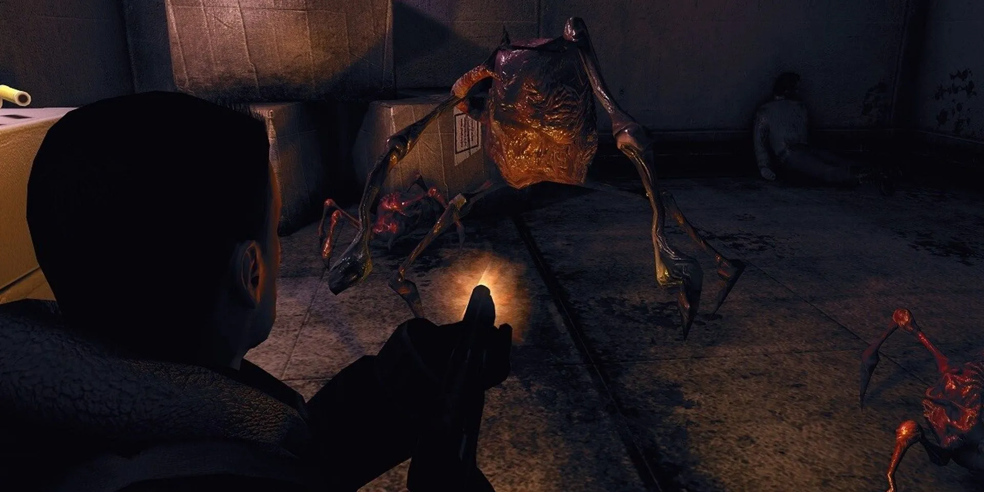 Nhân vật chiến đấu với quái vật trong The Thing Remastered