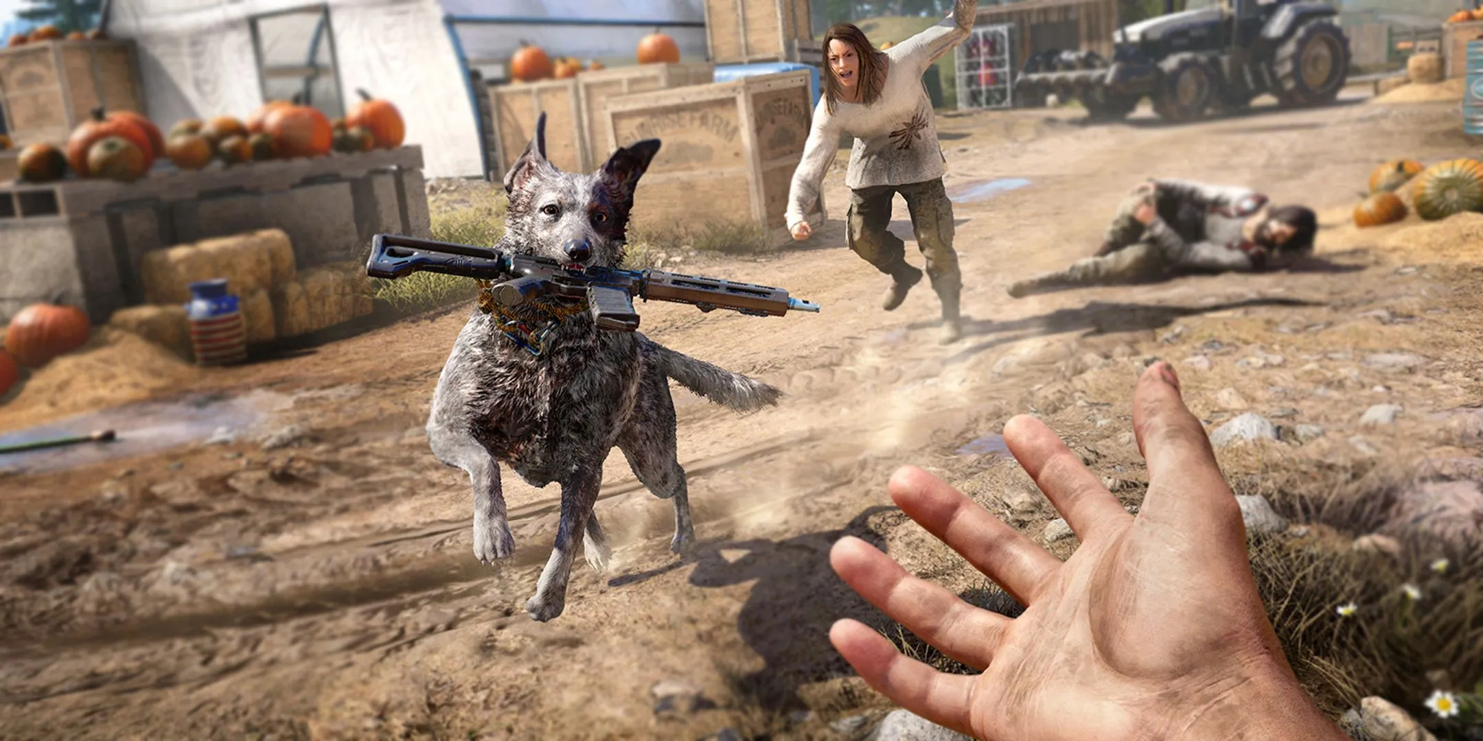 Nhân vật chính Far Cry 5 trang bị vũ khí sẵn sàng chiến đấu trong bối cảnh hỗn loạn ở Hope County