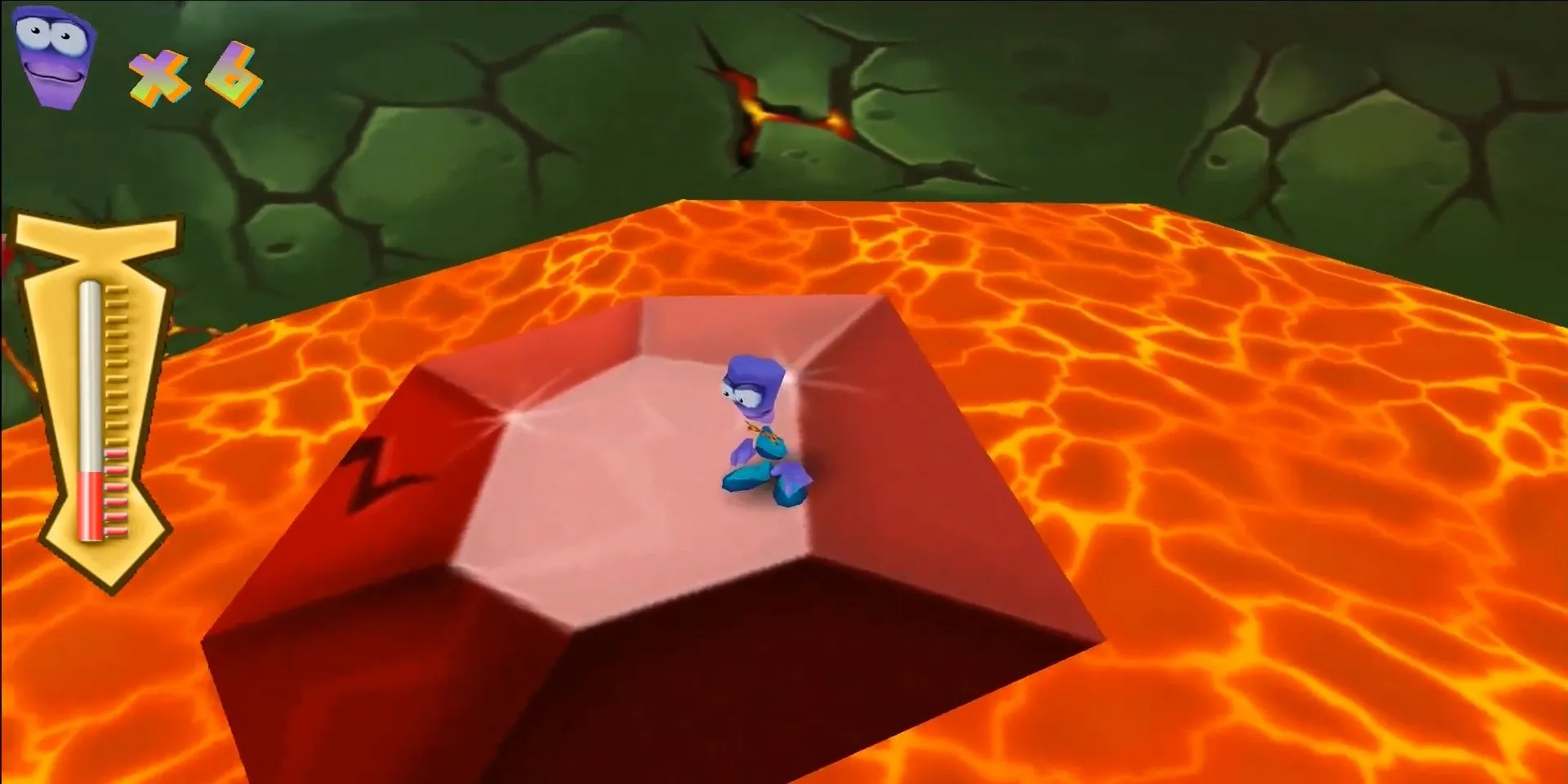 Nhân vật Ed đứng trên một bục trong game Tonic Trouble