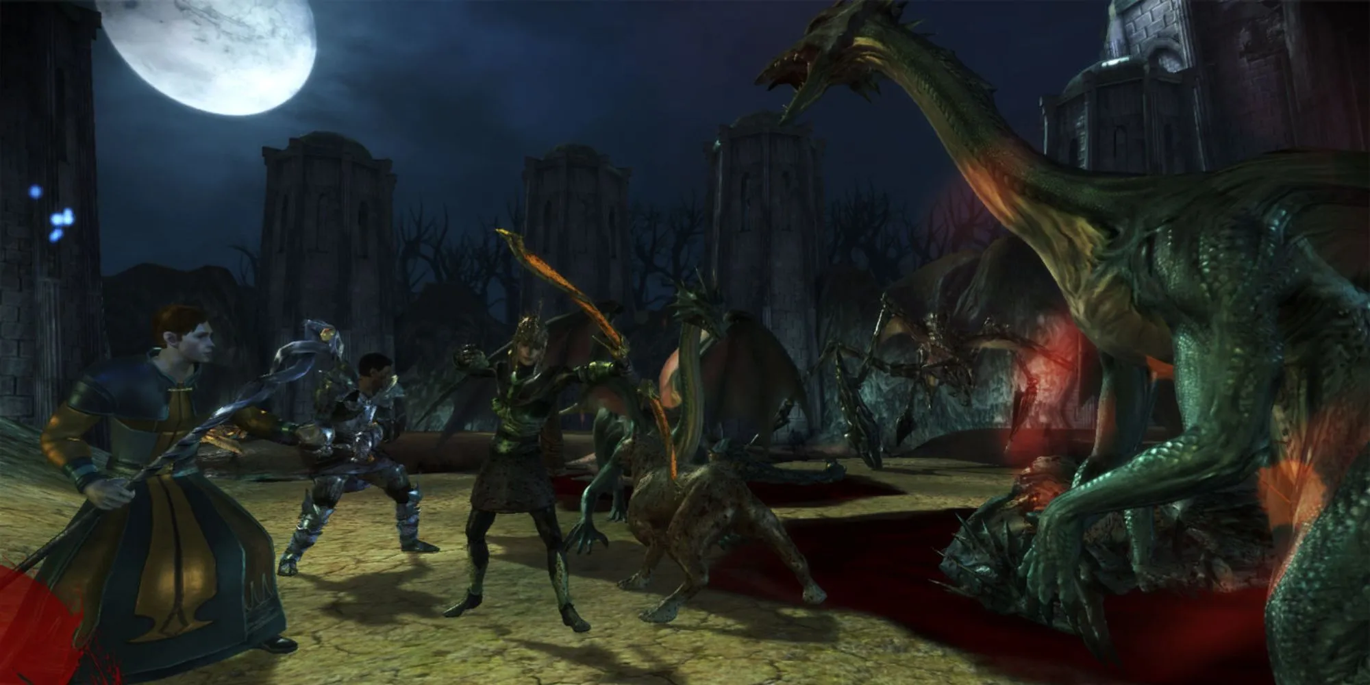 Nhân vật Grey Warden chiến đấu với Darkspawn trong Dragon Age: Origins