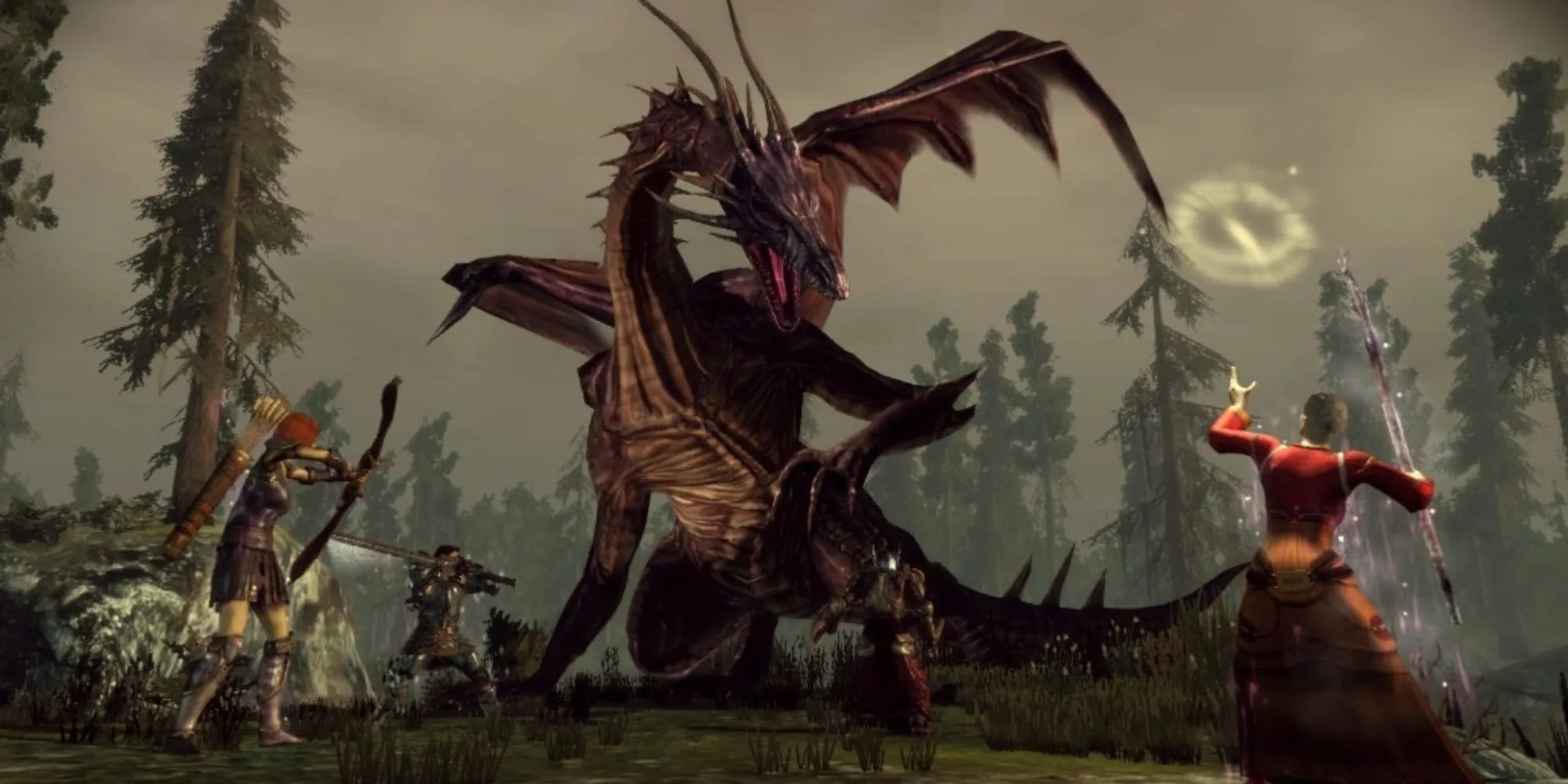 Nhân vật Grey Warden trong Dragon Age Origins chuẩn bị chiến đấu.