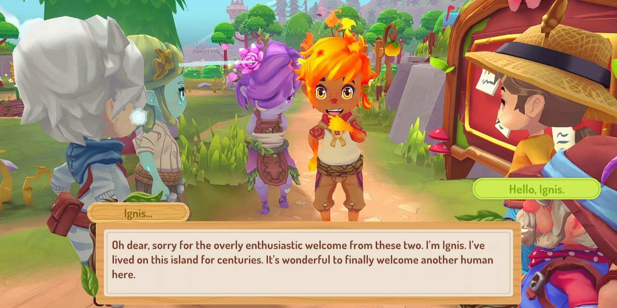 Nhân vật Ignis với tạo hình chibi dễ thương trong Sugardew Island.