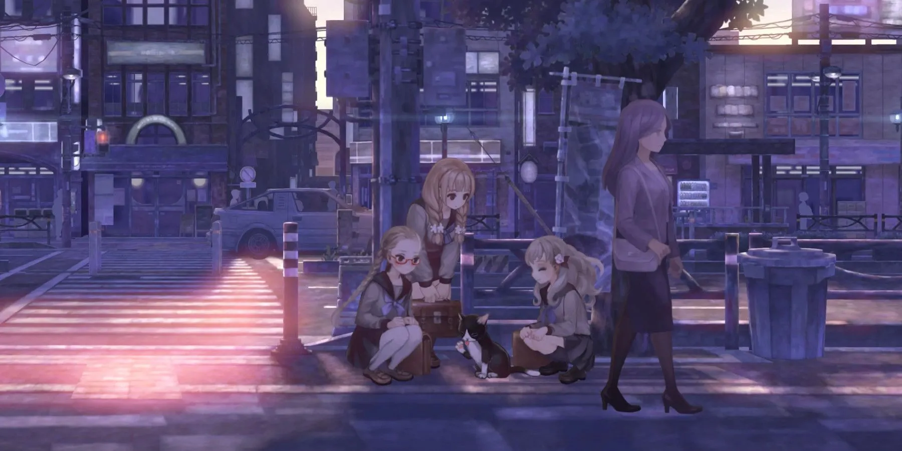 Nhân vật Iori Fuyusaka và con mèo trong 13 Sentinels Aegis Rim