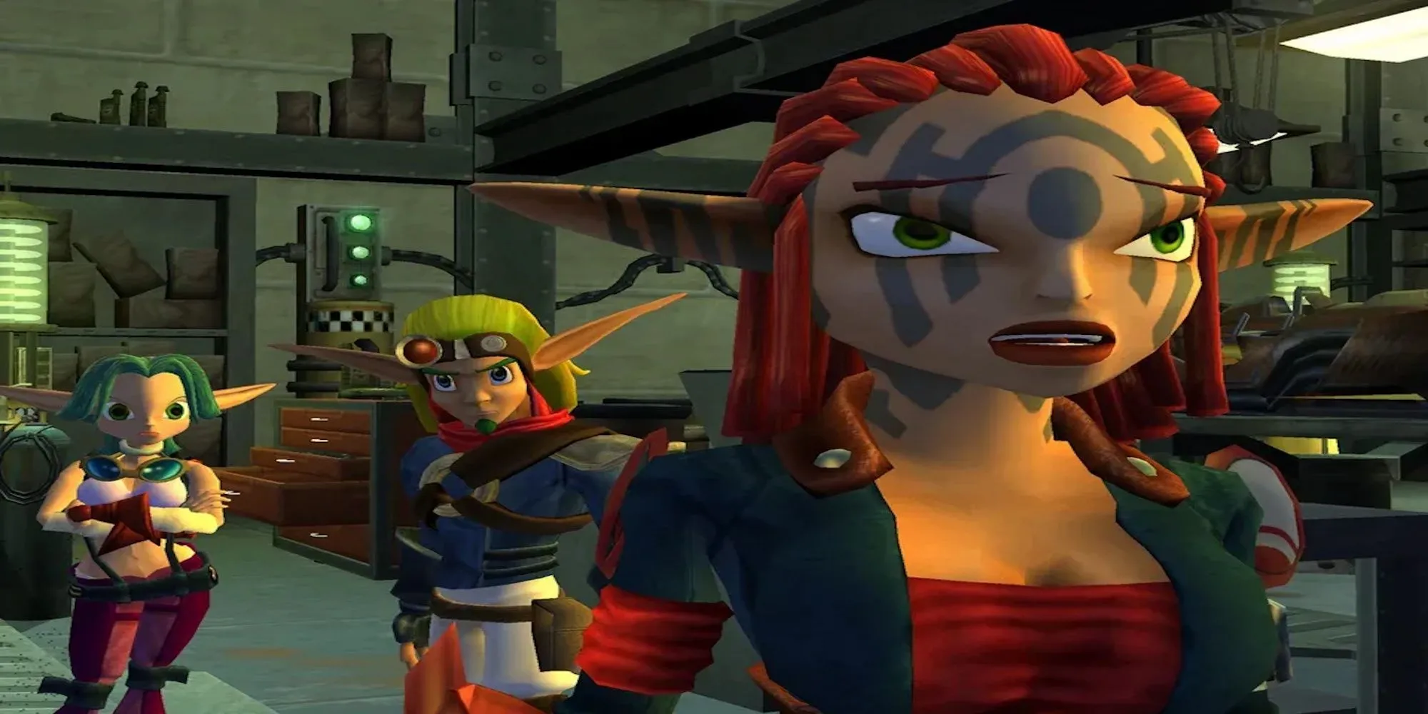 Nhân vật Jak và Daxter trong một cảnh hành động của game Jak 2 trên PS2