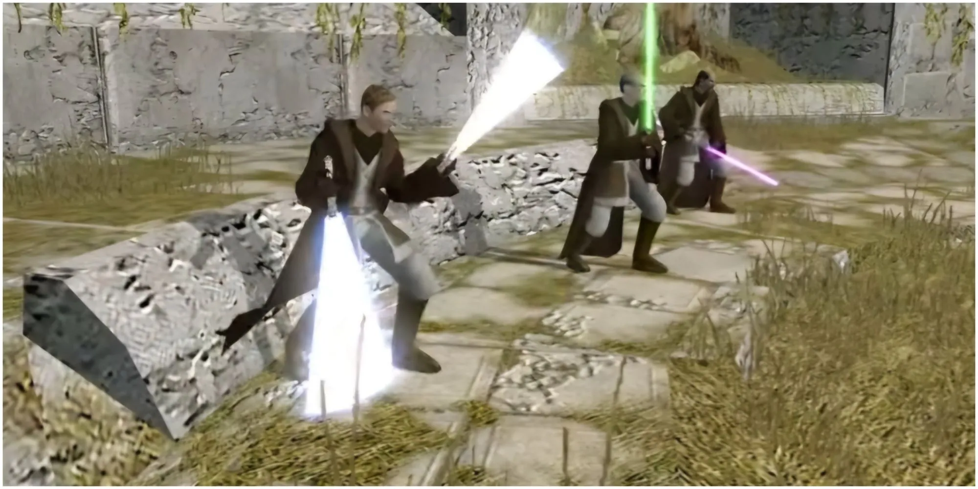 Nhân vật Jedi Exile đối mặt với các Sith Lord trong Star Wars Knights of the Old Republic II.