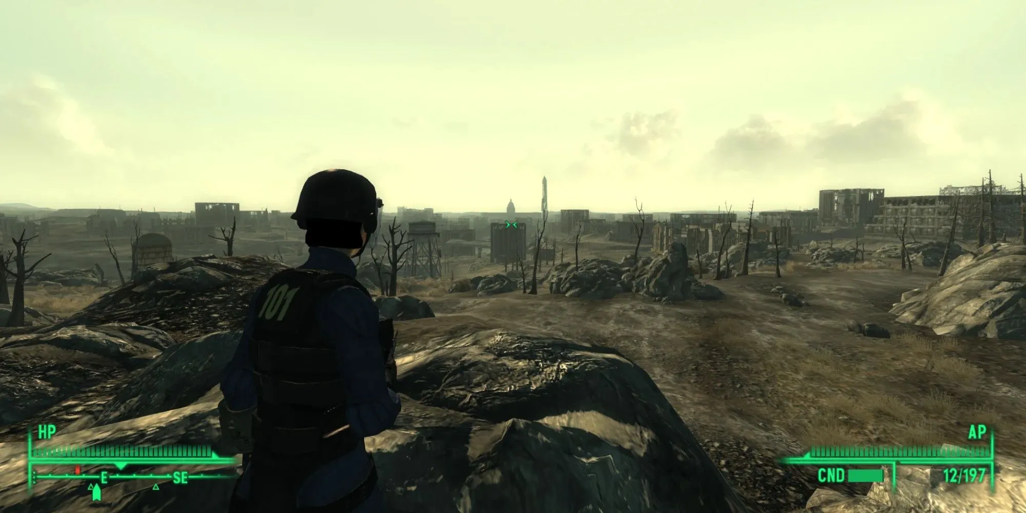 Top 10 Game Không Cần Theo Cốt Truyện Vẫn Cực Cuốn Hút 1 Nhân vật trong Fallout 3 nhìn ra vùng đất hoang tàn sau thảm họa hạt nhân