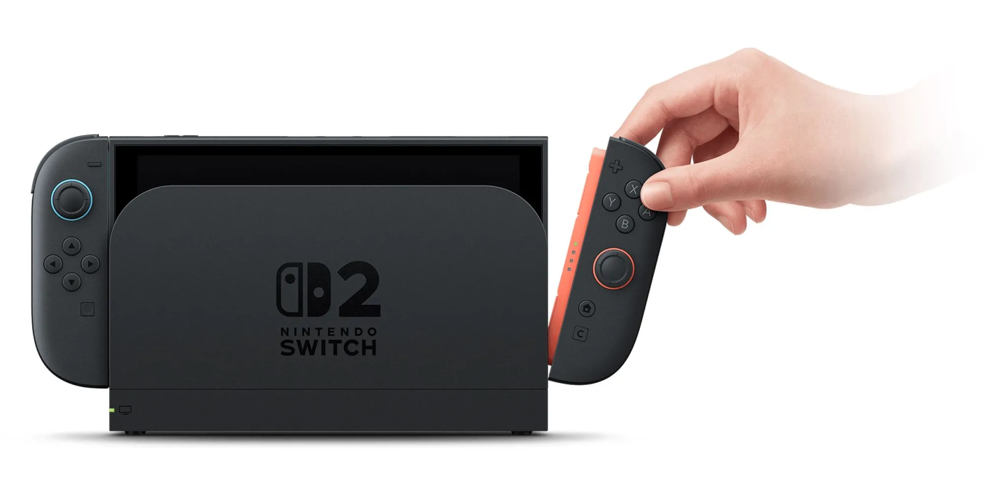 Nintendo Switch 2 đang cắm dock với Joy-Con trái tách rời