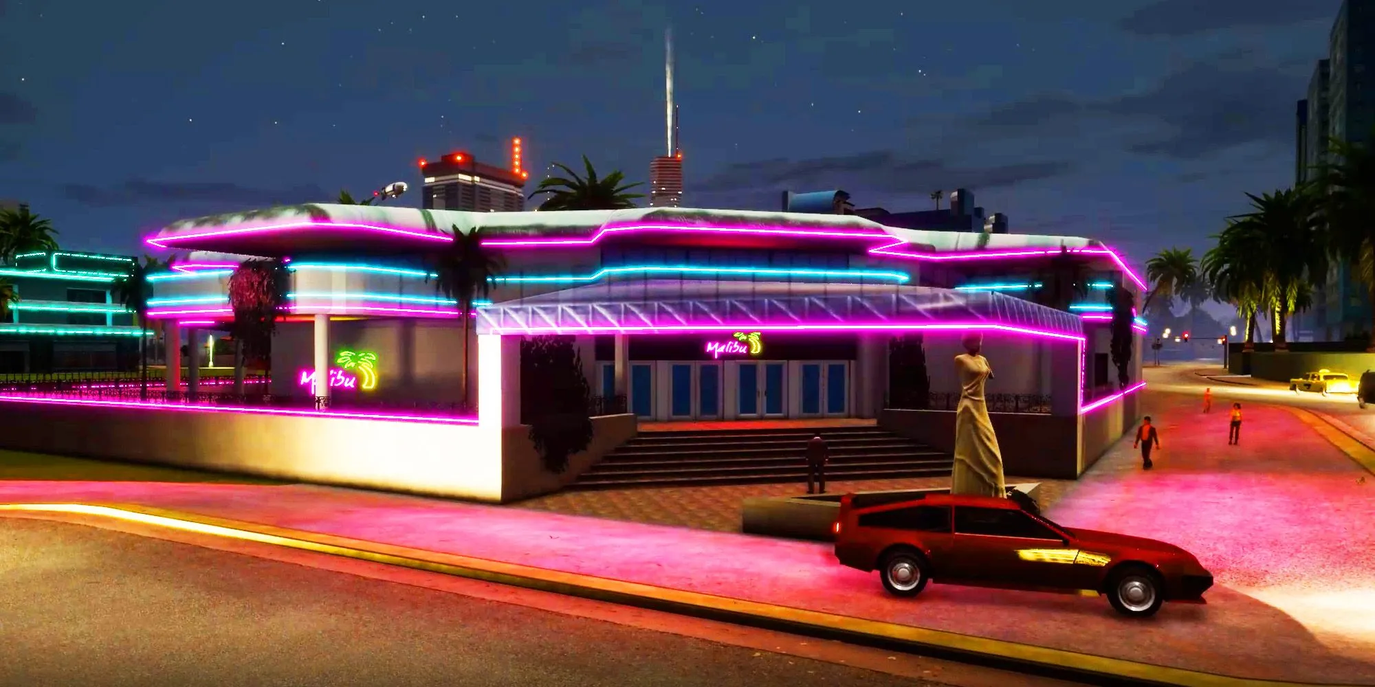 Nội thất sang trọng bên trong Malibu Club ở Vice City, một địa điểm giải trí nổi tiếng