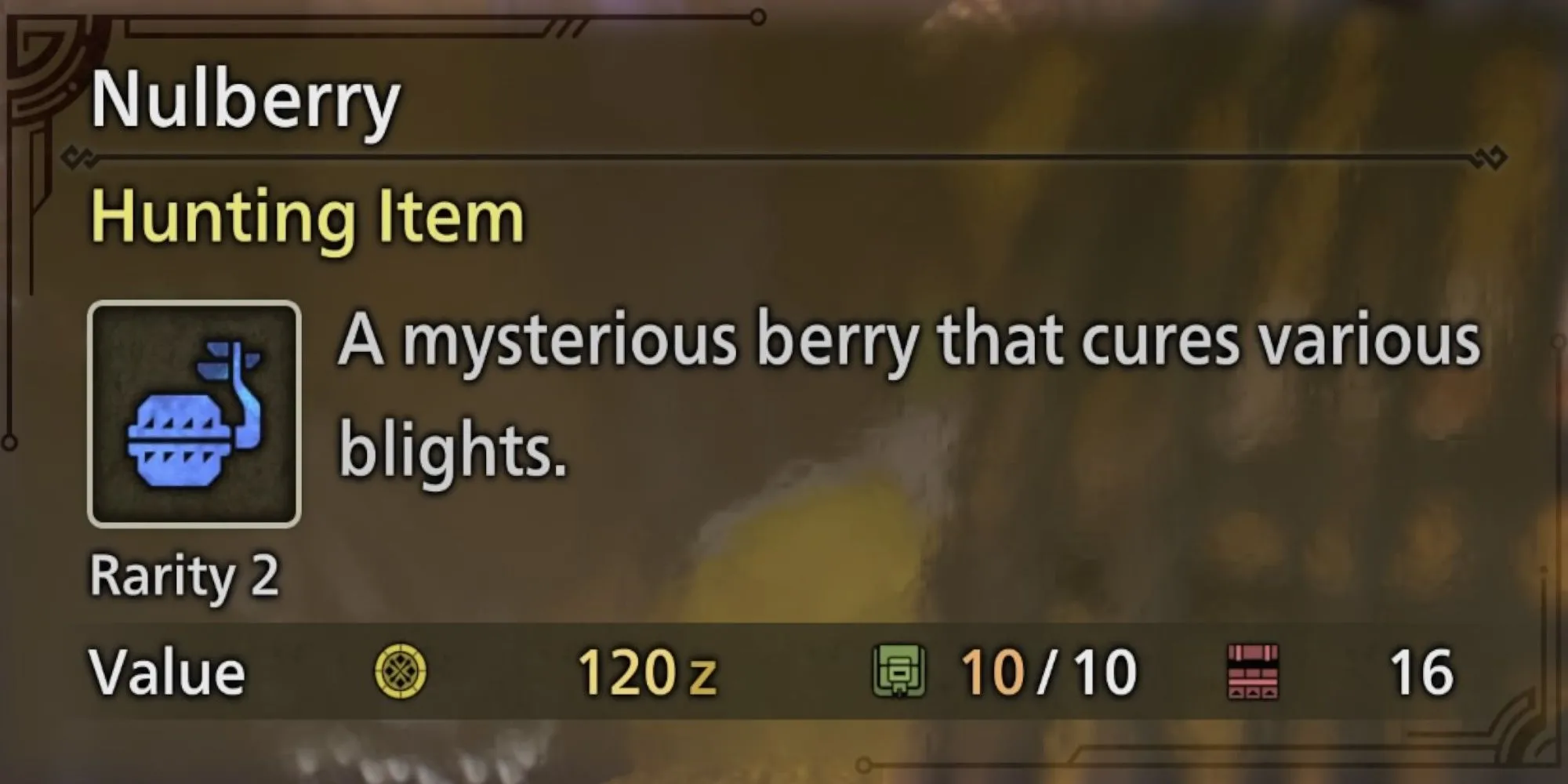 Nulberry vật phẩm giải trừ các hiệu ứng blight trong Monster Hunter Wilds