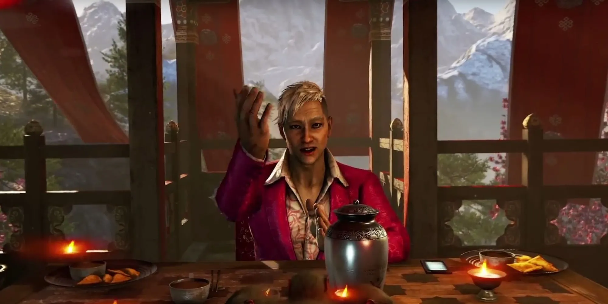 Pagan Min, phản diện ấn tượng của Far Cry 4, trong một cảnh cắt cinematic đầy quyền uy