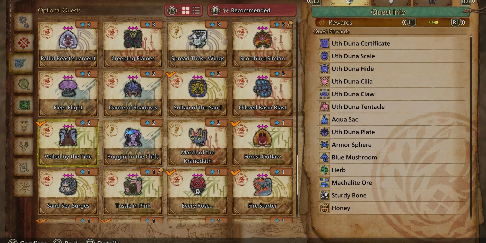 Phần thưởng nhận được sau khi đánh bại Uth Duna trong Monster Hunter Wilds