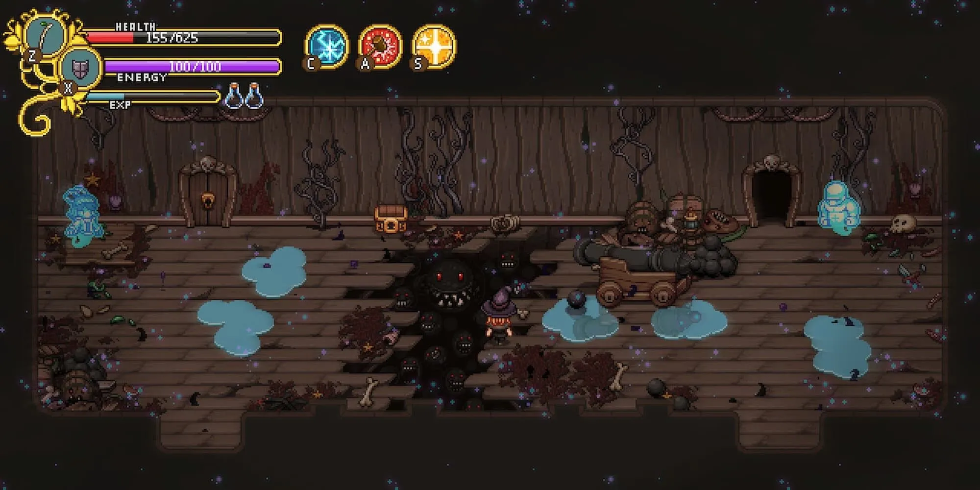 Quái vật trên sàn nứt trong game Secrets of Grindea