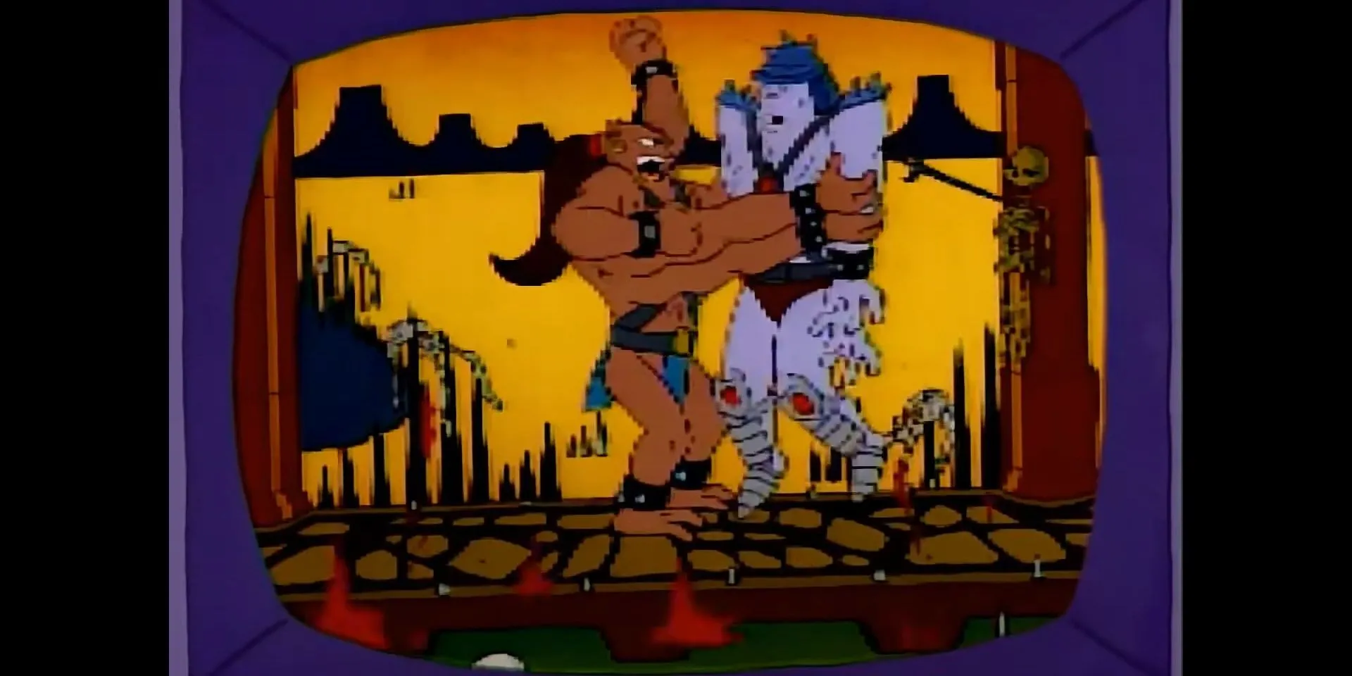 Quảng cáo game đối kháng Bonestorm bạo lực trong The Simpsons