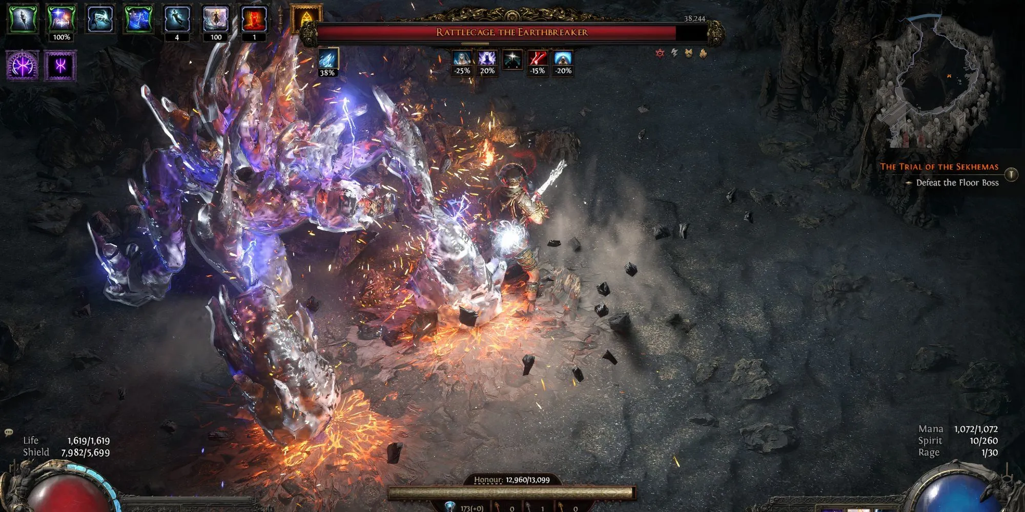 Rattlecage, The Earthbreaker, boss trong Trial of the Sekhemas của Path of Exile II Act 2