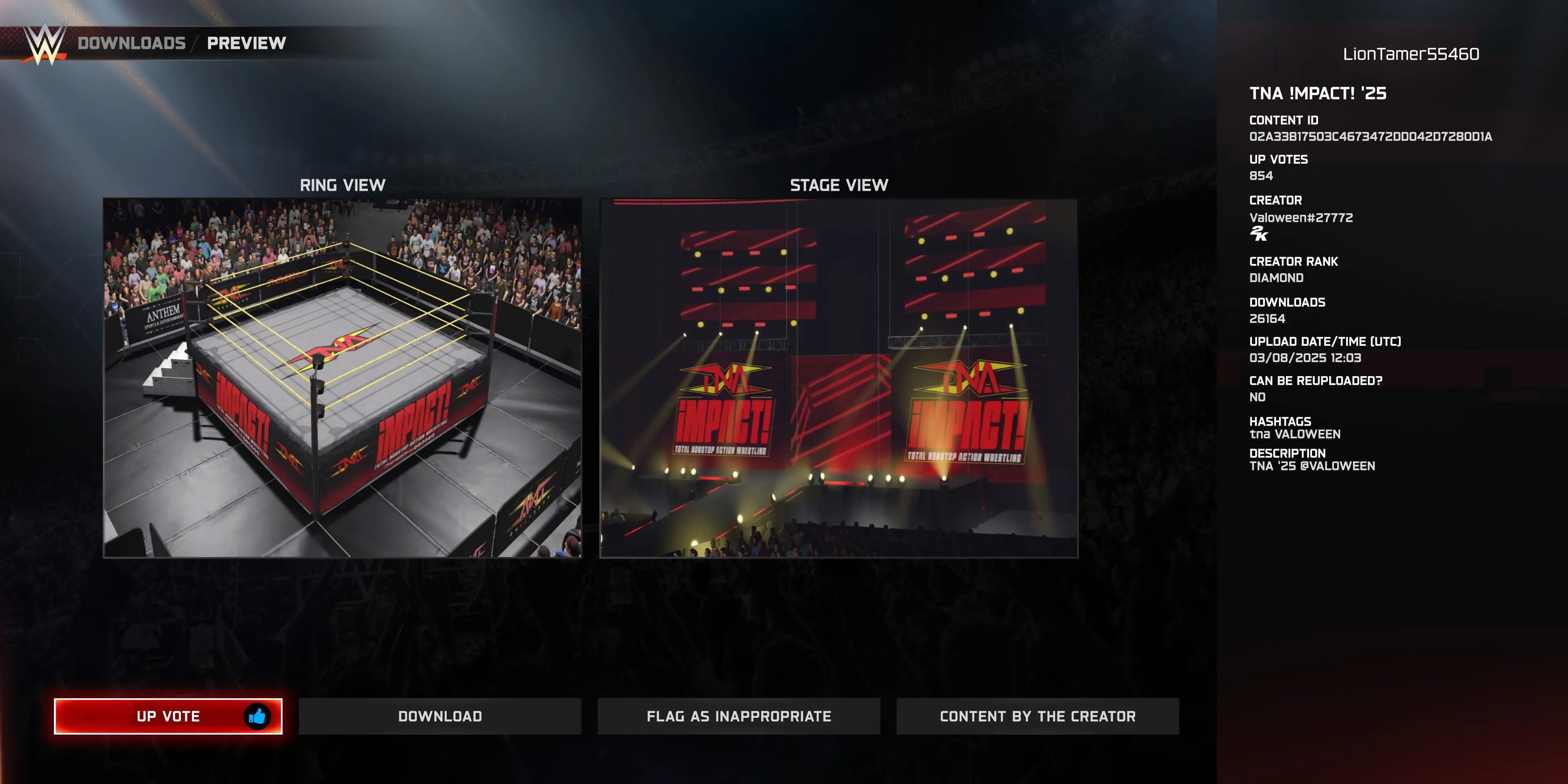 Sàn đấu và sân vận động tùy chỉnh TNA Impact trong WWE 2K25
