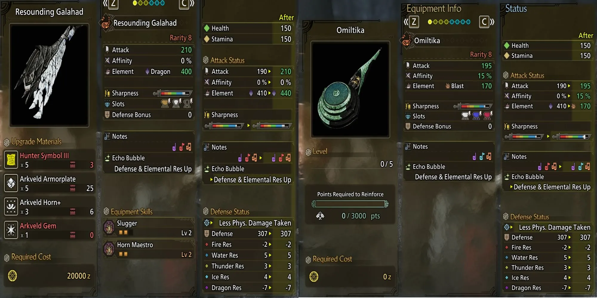 So sánh các Hunting Horn mạnh nhất Monster Hunter Wilds hạng cao Omiltika và Resounding Galahad