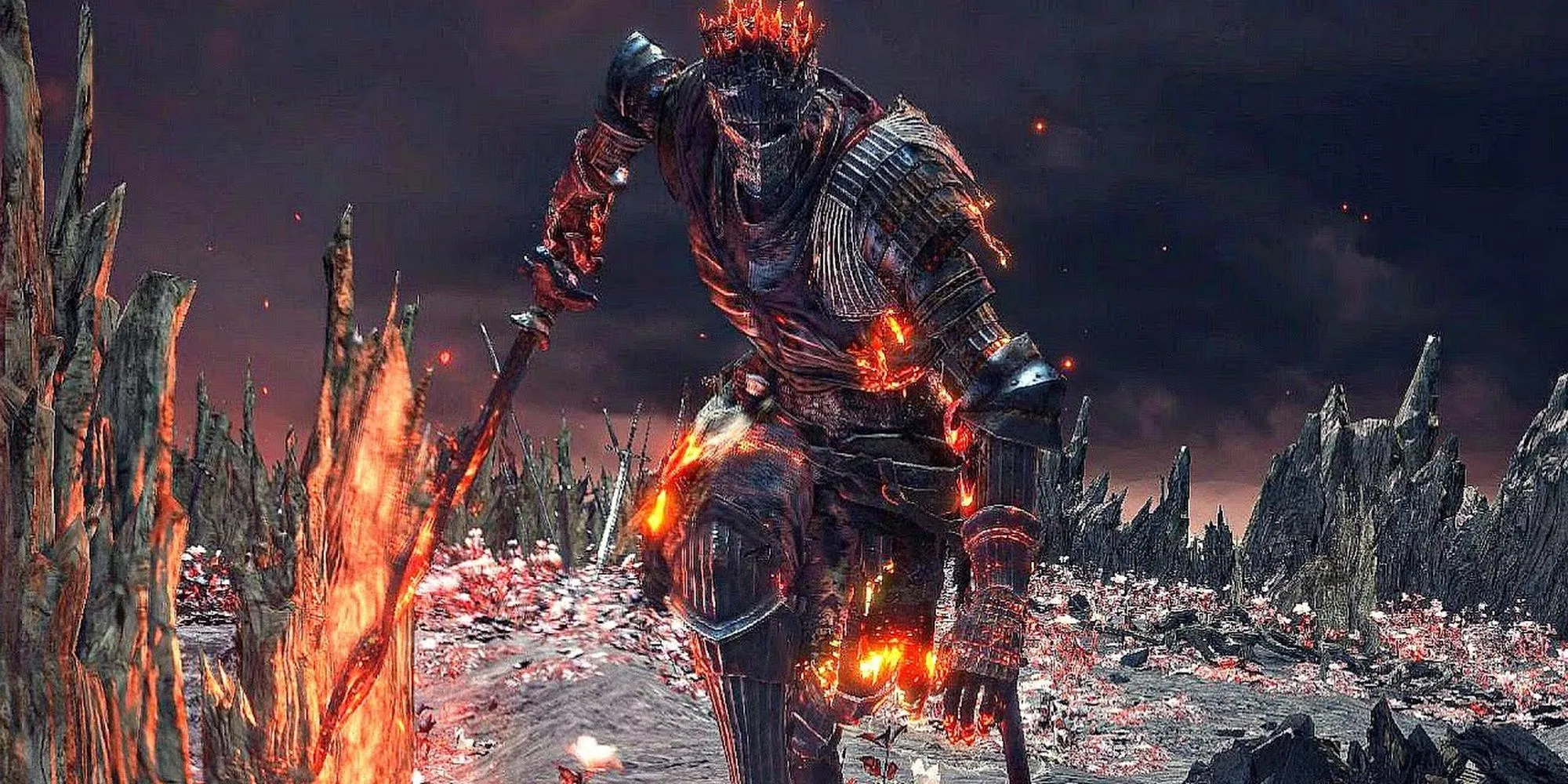 Soul of Cinder từ Dark Souls 3 lao về phía người chơi trong trận chiến boss cuối đầy cảm xúc