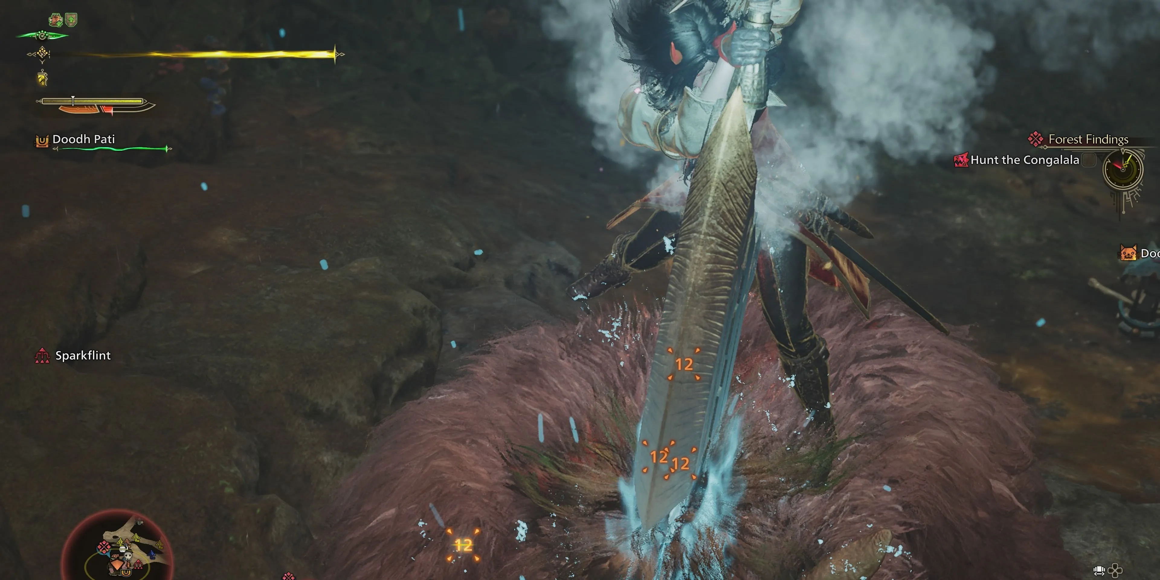 Sử dụng đòn kết thúc khi cưỡi quái Congalala trong Monster Hunter Wilds