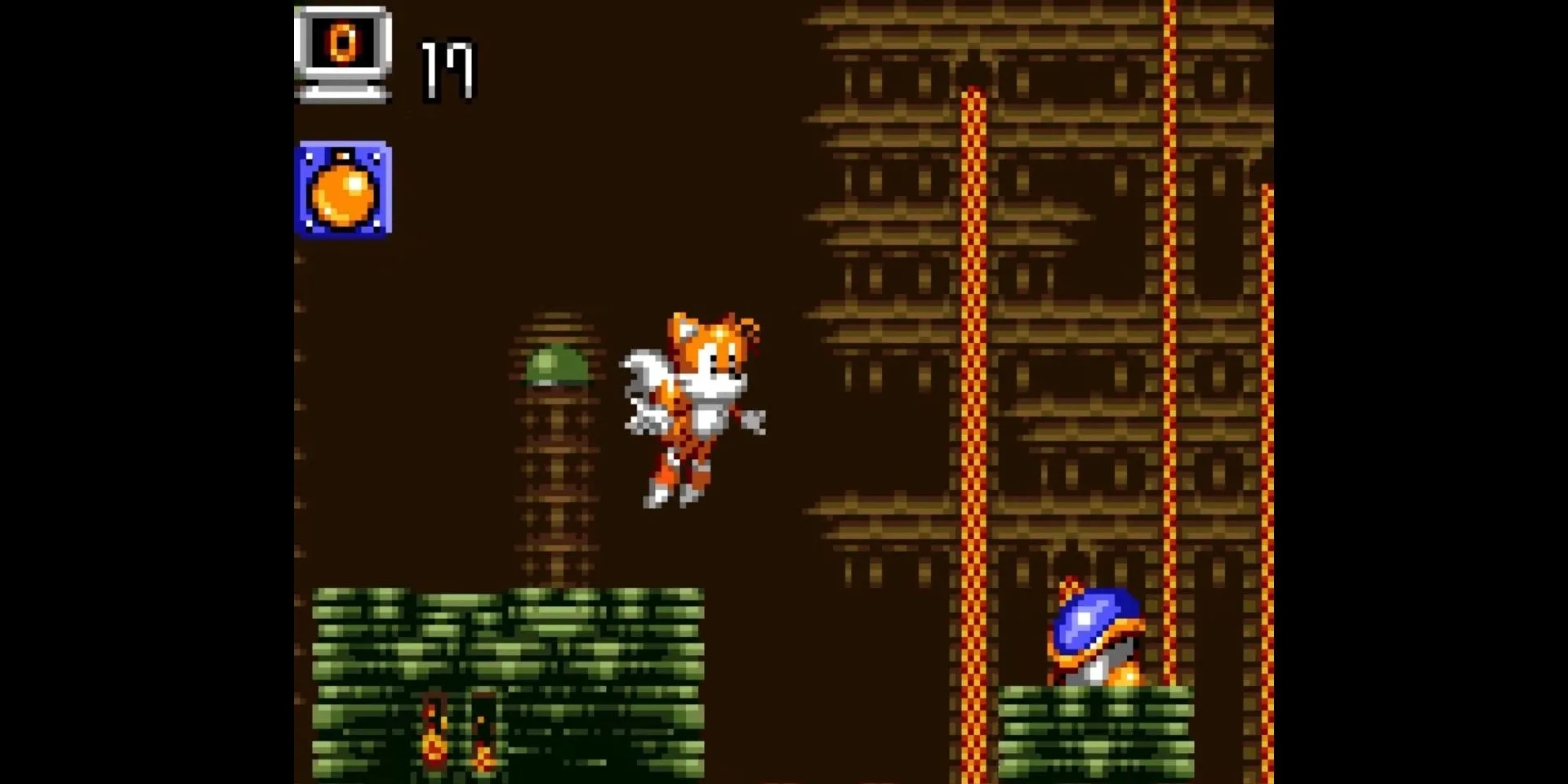 Tails sử dụng bom trong Tails Adventure trên Game Gear