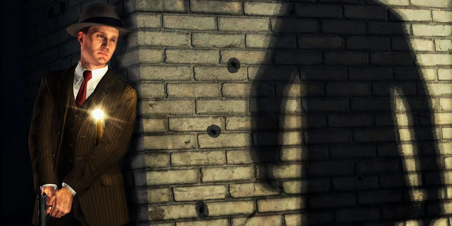 Thám tử Cole Phelps trong game L.A. Noire điều tra hiện trường vụ án