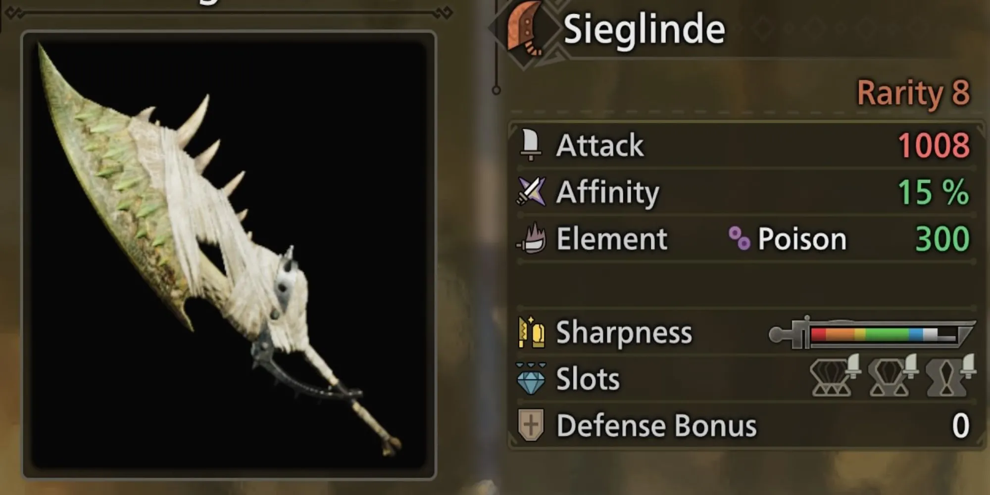 Thanh Đại Kiếm Sieglinde với thiết kế độc đáo lấy cảm hứng từ Rathian trong Monster Hunter Wilds