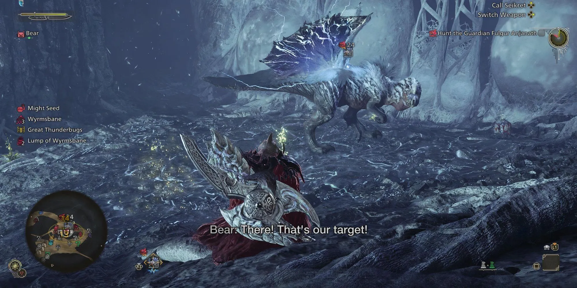 Thợ săn chiến đấu với một Quái Vật Guardian trong Monster Hunter