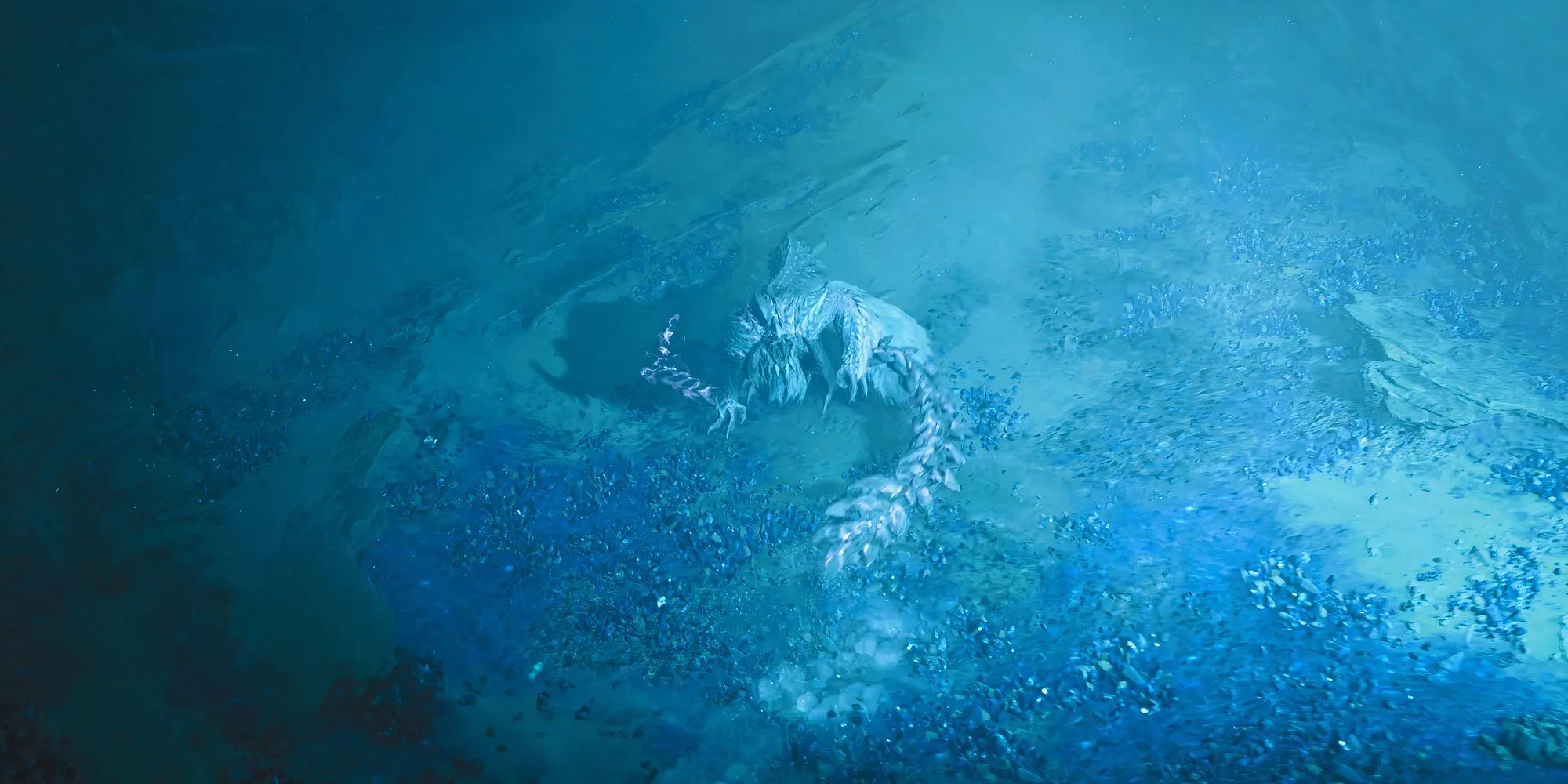 Thợ săn cưỡi quái vật bay trong Monster Hunter Wilds, một khoảnh khắc có thể tạm dừng khi chơi đơn