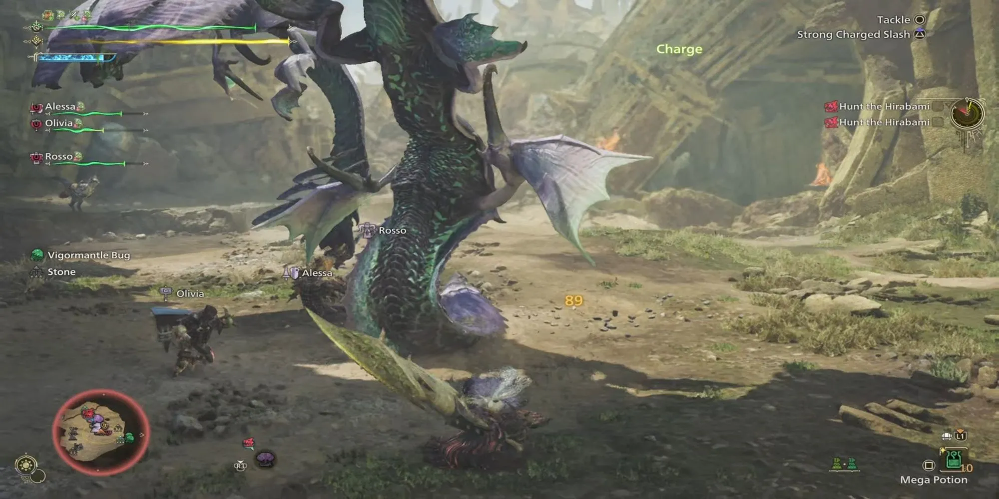 Thợ săn Monster Hunter Wilds chiến đấu trong một trận multiplayer hỗn loạn, dễ dính hiệu ứng xấu