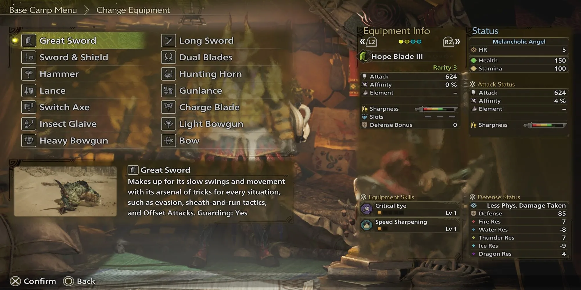 Thợ săn Monster Hunter Wilds đang chọn lựa giữa nhiều loại vũ khí khác nhau
