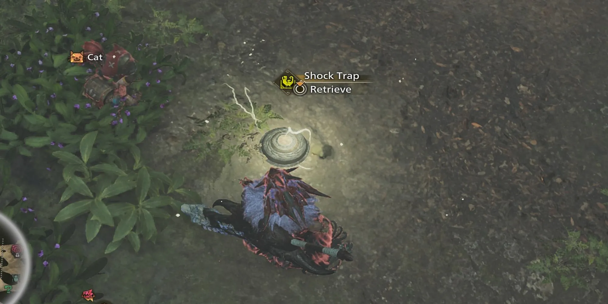 Thợ săn nhặt lại bẫy đã đặt trong Monster Hunter Wilds để sử dụng lại.