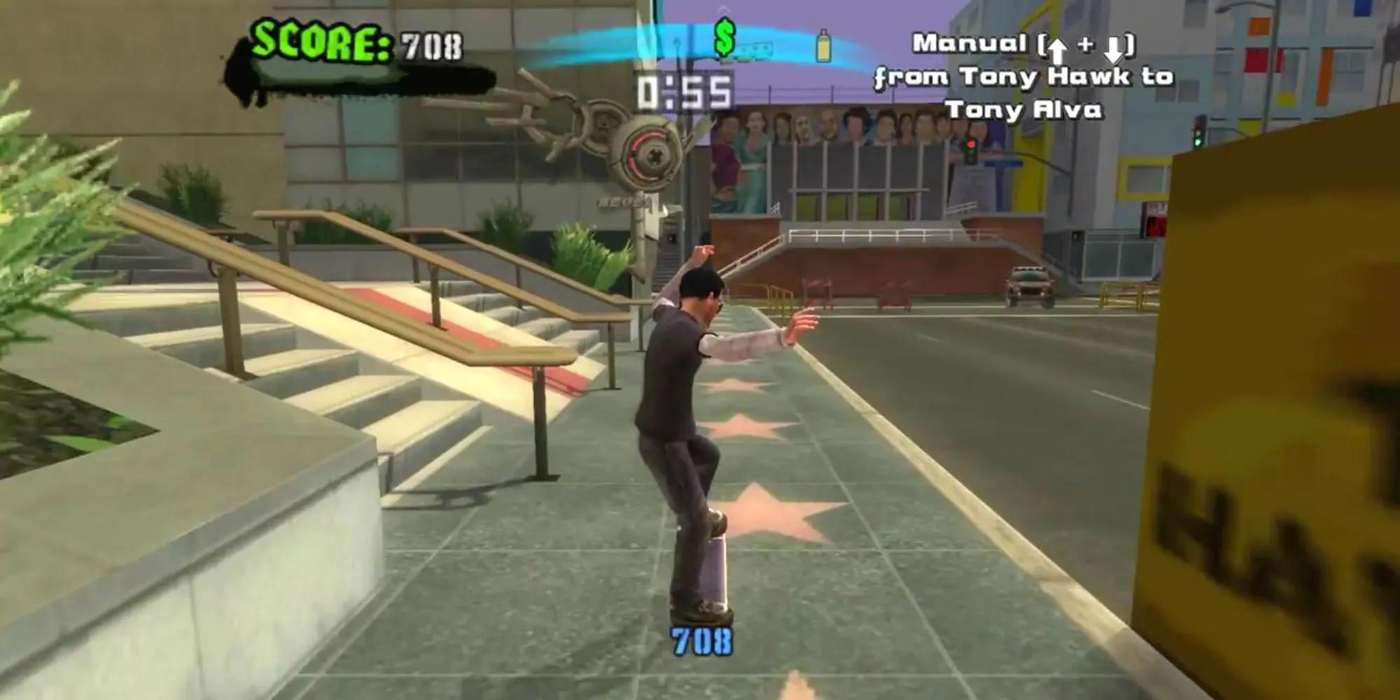 Thực hiện kỹ thuật manual trên Đại lộ Danh vọng trong Tony Hawk's American Wasteland