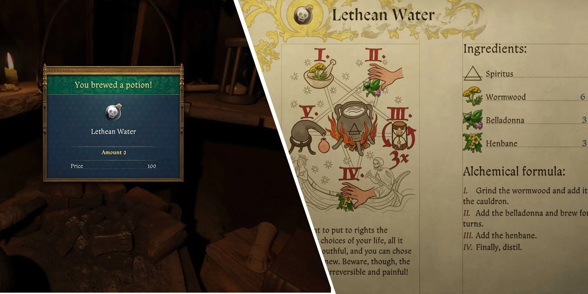 Trang công thức chế tạo Lethean Water trong Kingdom Come Deliverance 2