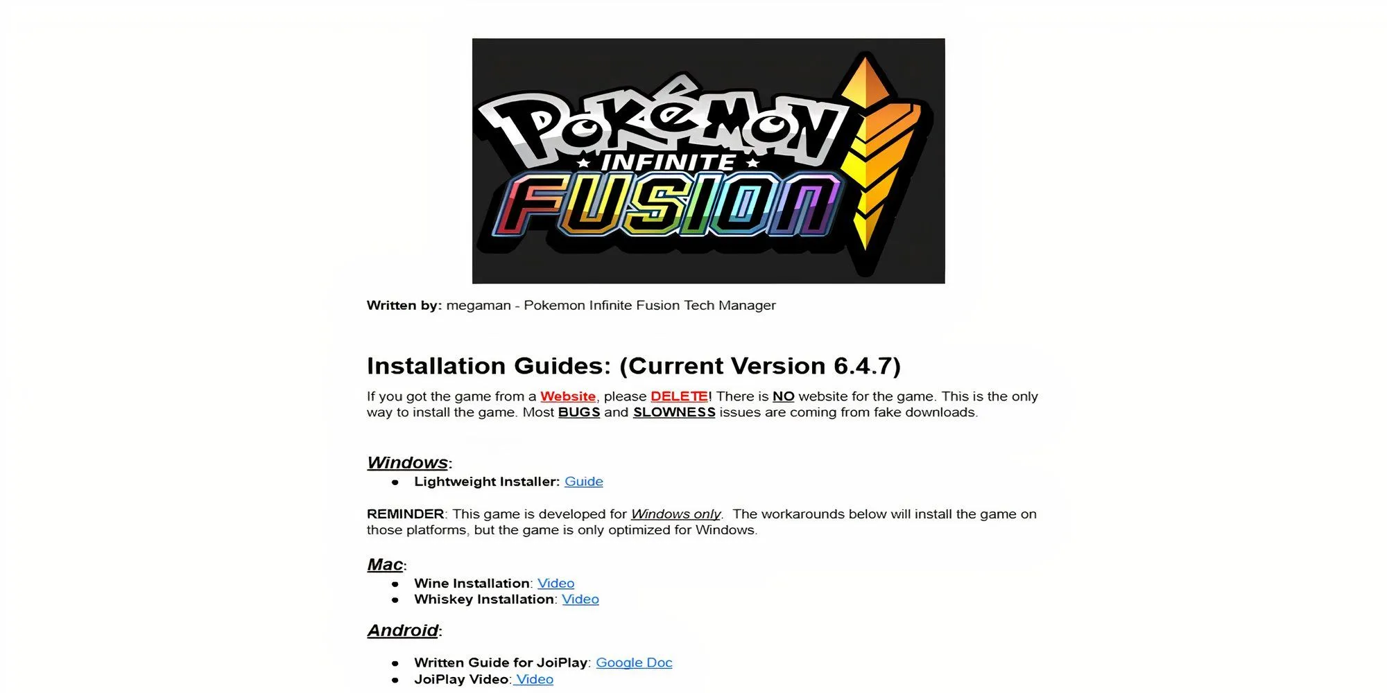 Trang tải game Pokemon Infinite Fusion với các tùy chọn nền tảng khác nhau