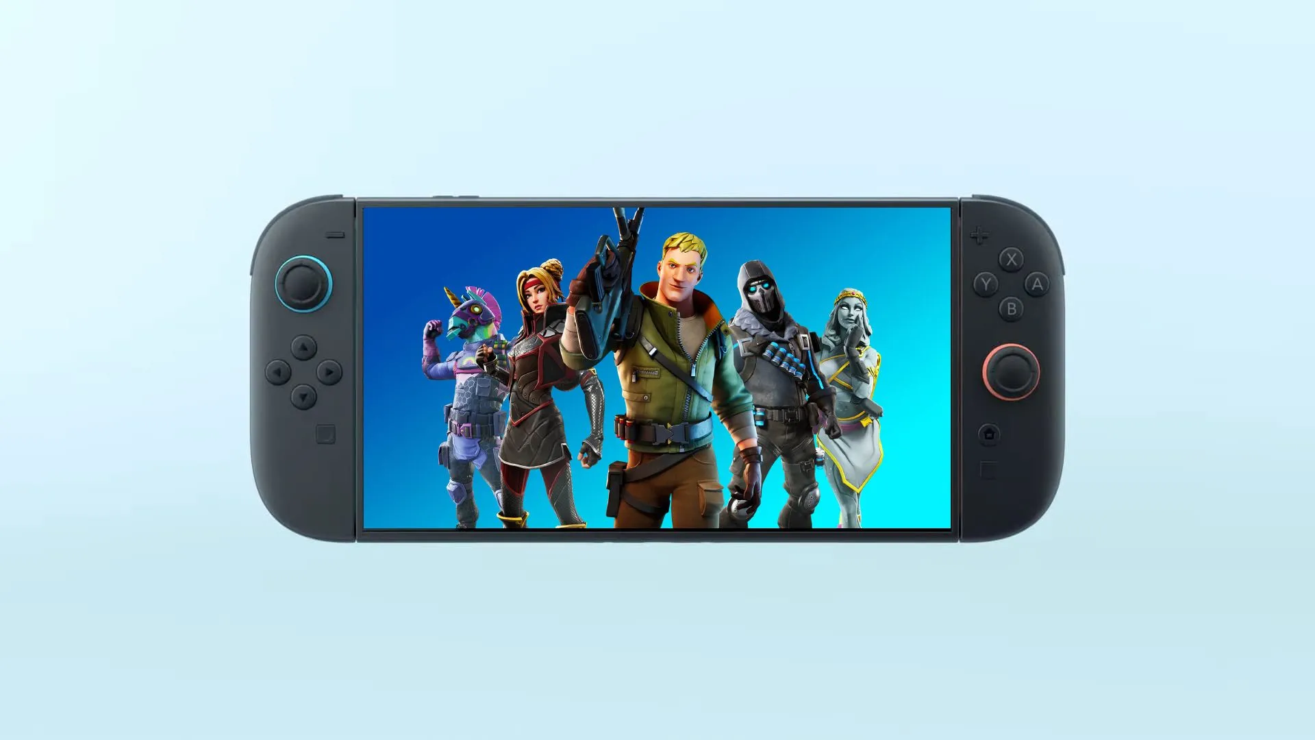 Tựa game Fortnite trên bìa quảng cáo cho Nintendo Switch 2.