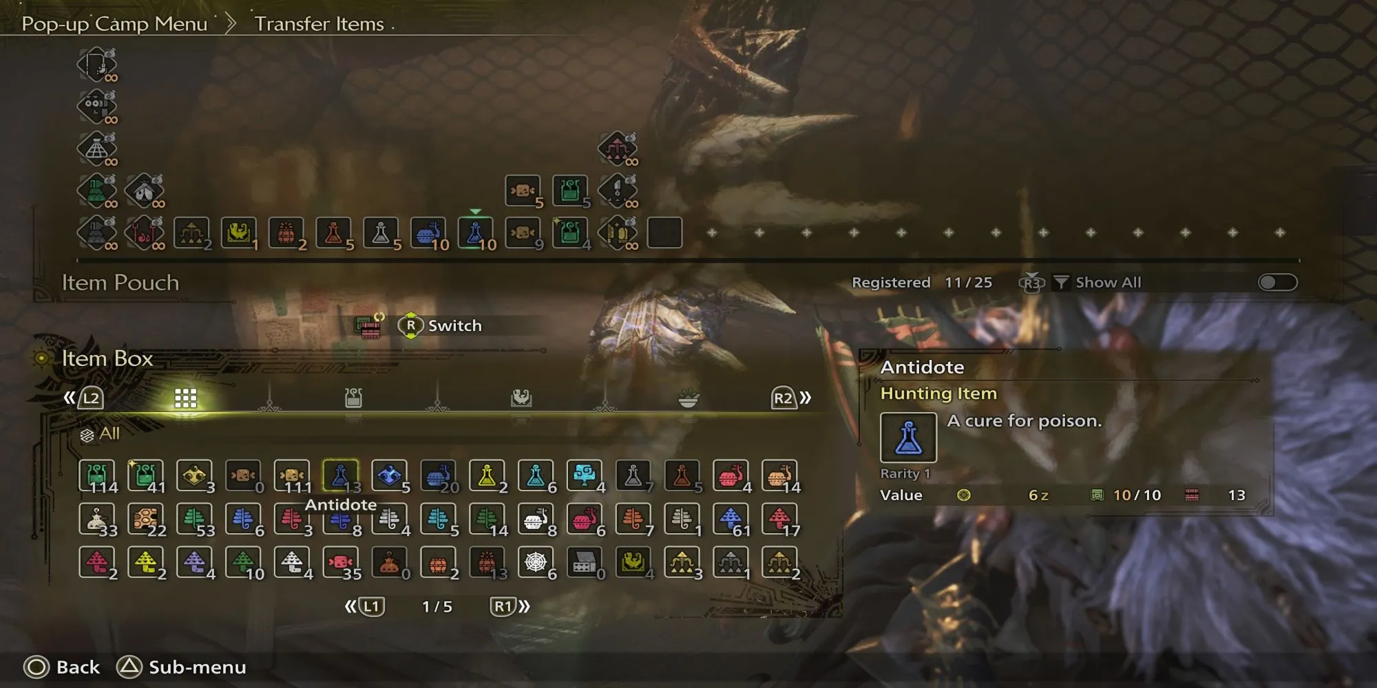 Túi đồ của thợ săn trong Monster Hunter Wilds chứa đầy vật phẩm cần thiết