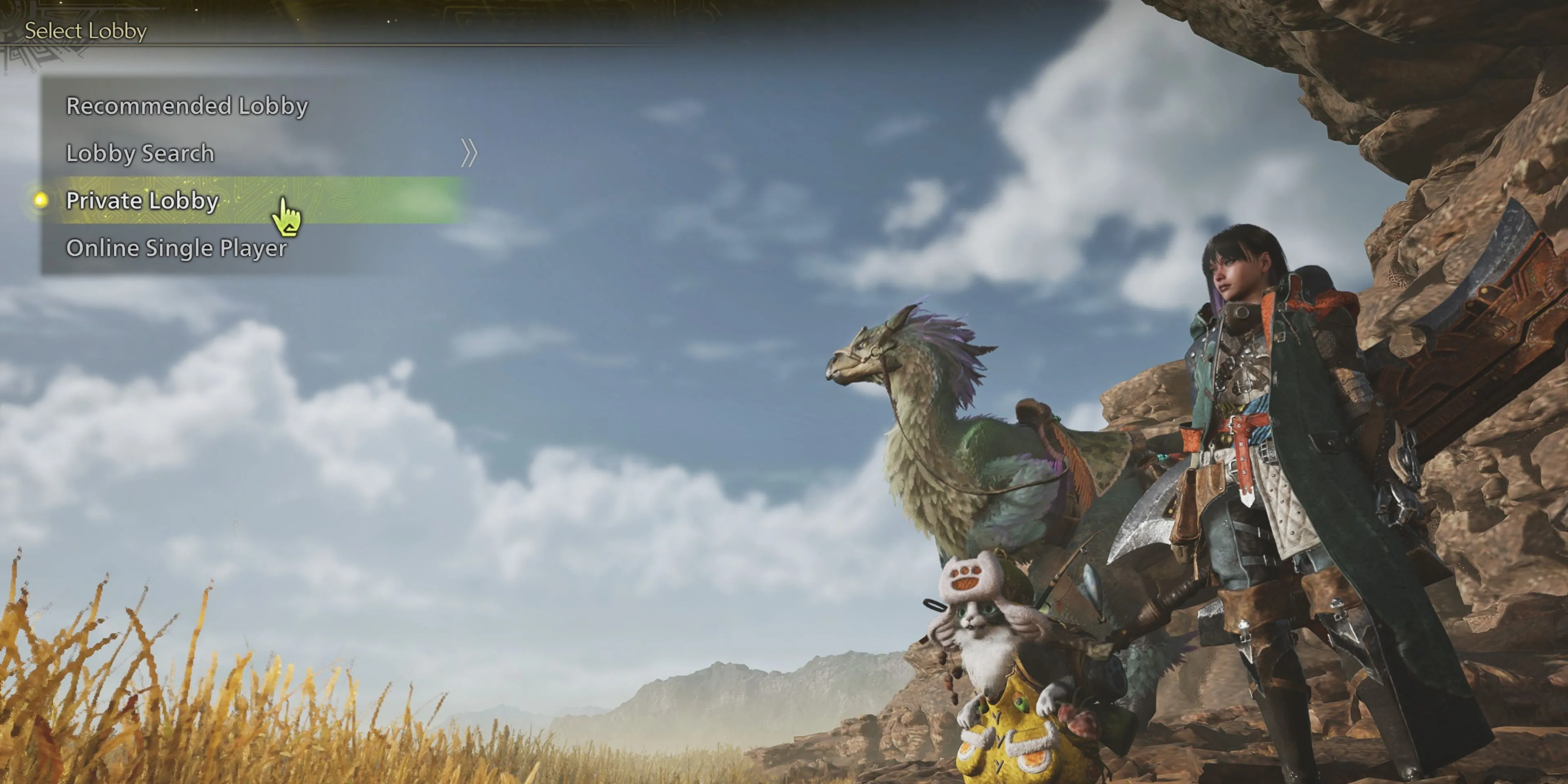 Tùy chọn tạo sảnh riêng tư trong Monster Hunter Wilds để mời bạn bè