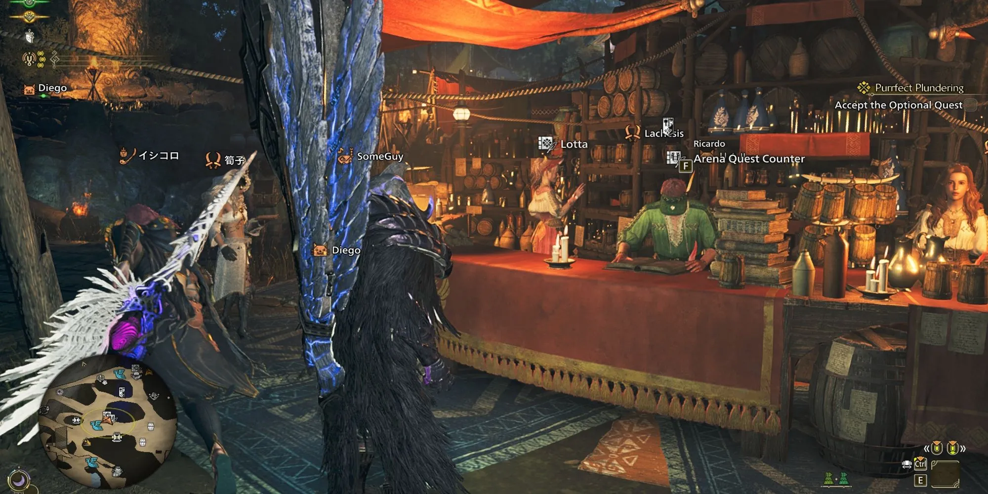 Vị trí nhận Nhiệm Vụ Đấu Trường tại Grand Hub trong Monster Hunter Wilds