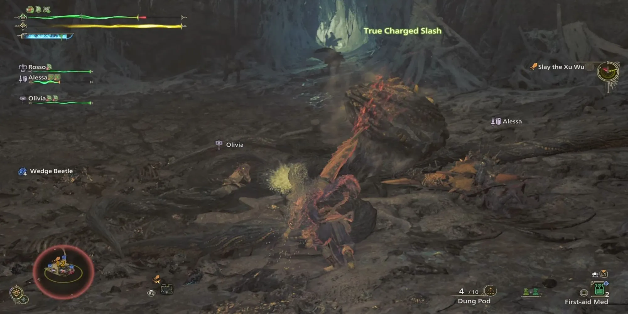 Xu Wu, quái vật độc đáo giống bạch tuộc trong Monster Hunter Wilds, đang di chuyển trên địa hình