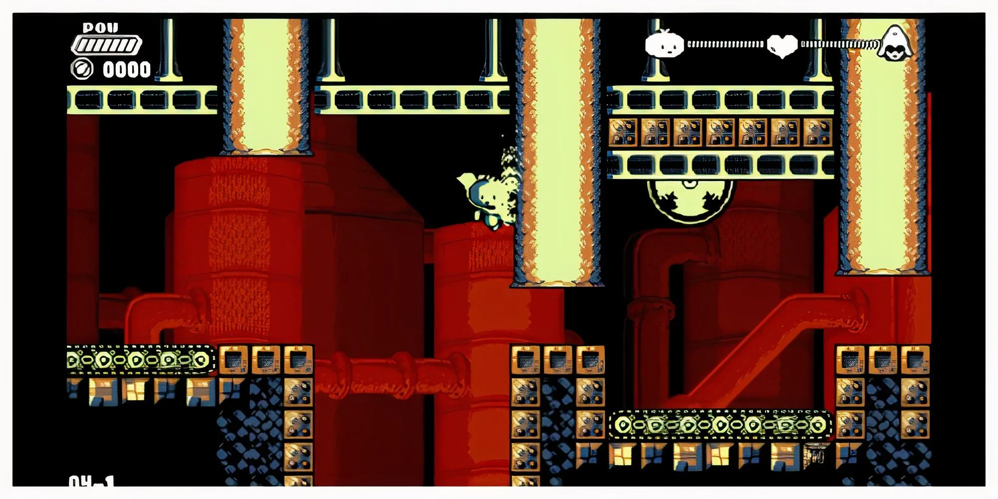 Ảnh chụp màn hình game Garlic, thể hiện lối chơi hành động platformer tốc độ cao với nhân vật chính đầu củ hành